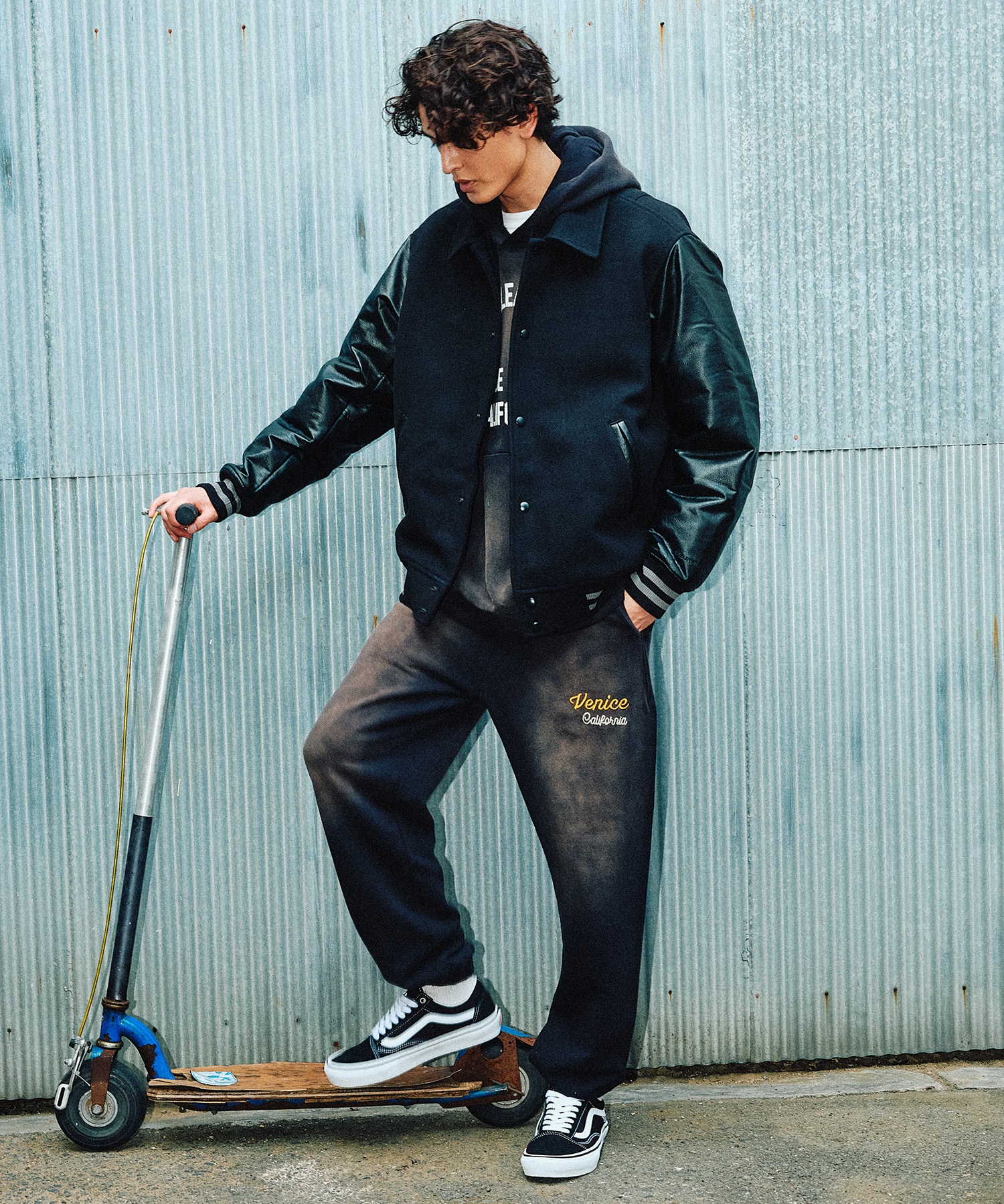 DEAR LAUREL ディアローレル × Pla-Jac プラジャック アウター スタジャン メンズ スタジアム ジャケット 防風 VARSITY JACKET D25F-0102(BK/BK-M)