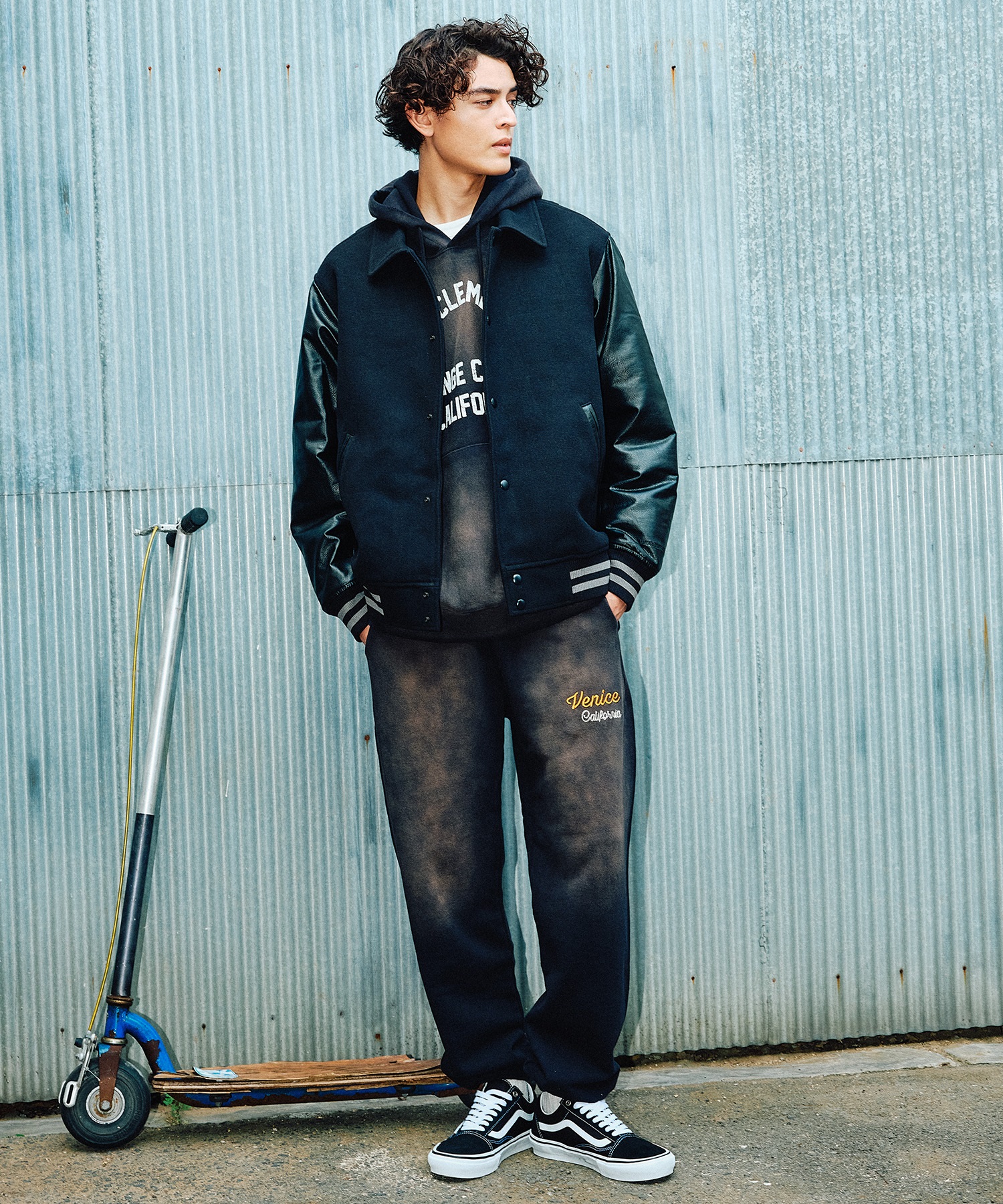 DEAR LAUREL ディアローレル × Pla-Jac プラジャック アウター スタジャン メンズ スタジアム ジャケット 防風 VARSITY JACKET D25F-0102(BK/BK-M)