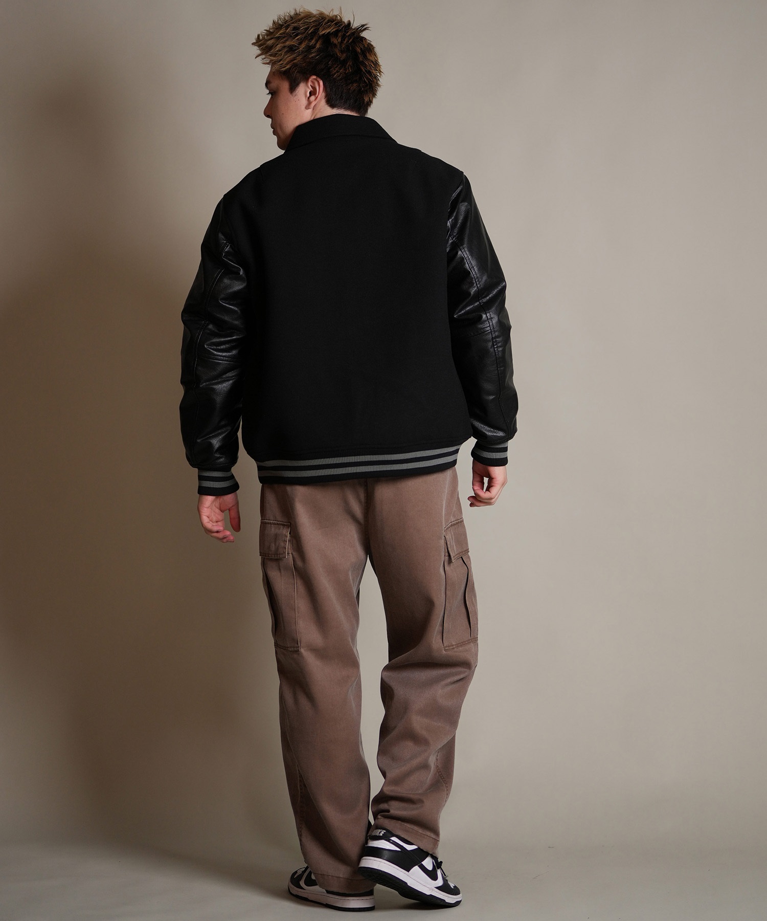 DEAR LAUREL ディアローレル × Pla-Jac プラジャック アウター スタジャン メンズ スタジアム ジャケット 防風 VARSITY JACKET D25F-0102(BK/BK-M)