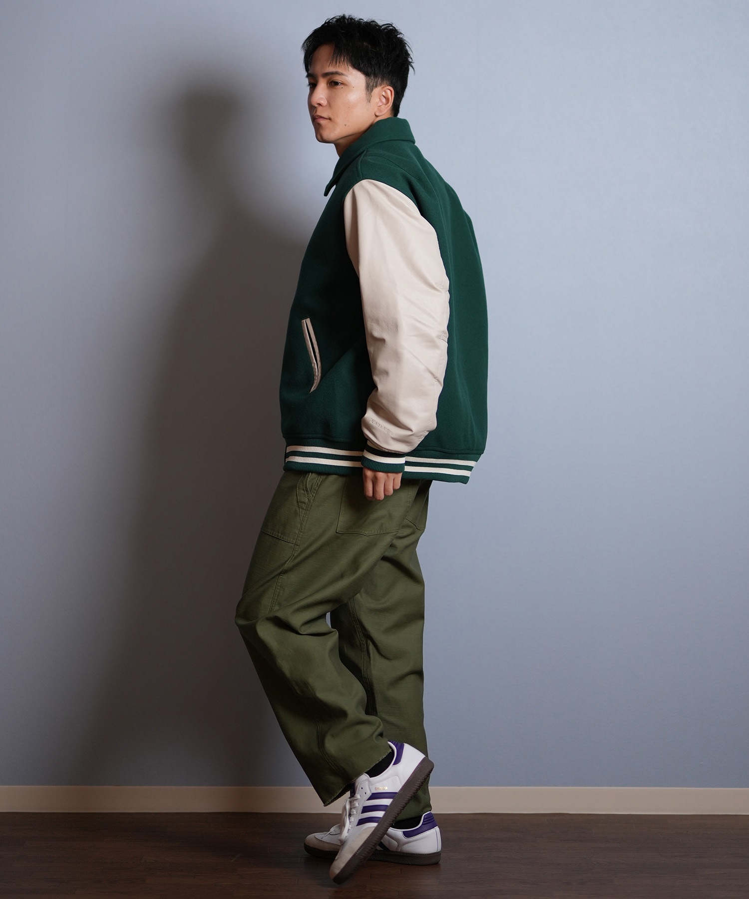 DEAR LAUREL ディアローレル × Pla-Jac プラジャック アウター スタジャン メンズ スタジアム ジャケット 防風 VARSITY JACKET D25F-0102(BK/BK-M)