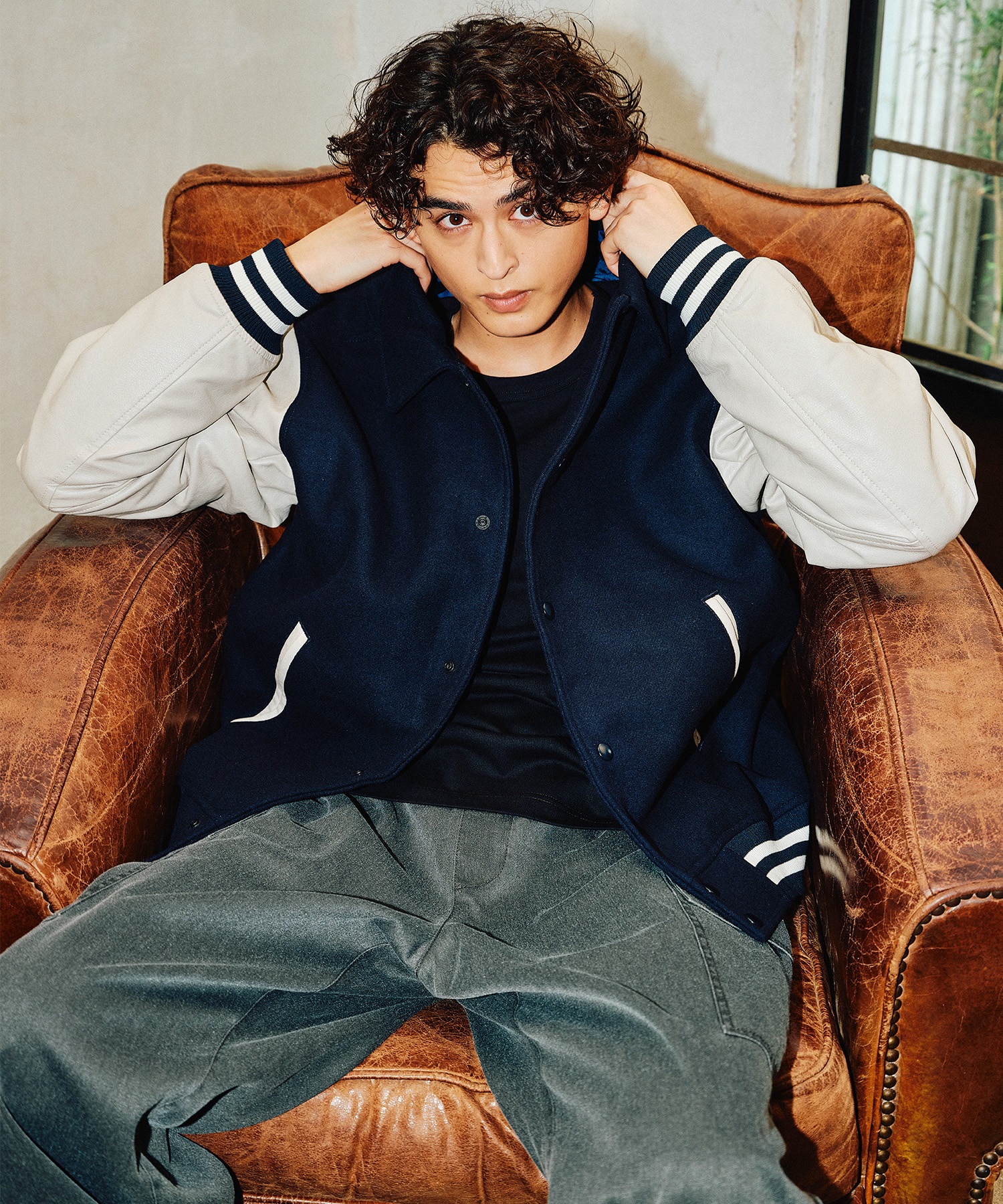 DEAR LAUREL ディアローレル × Pla-Jac プラジャック アウター スタジャン メンズ スタジアム ジャケット 防風 VARSITY JACKET D25F-0102(BK/BK-M)
