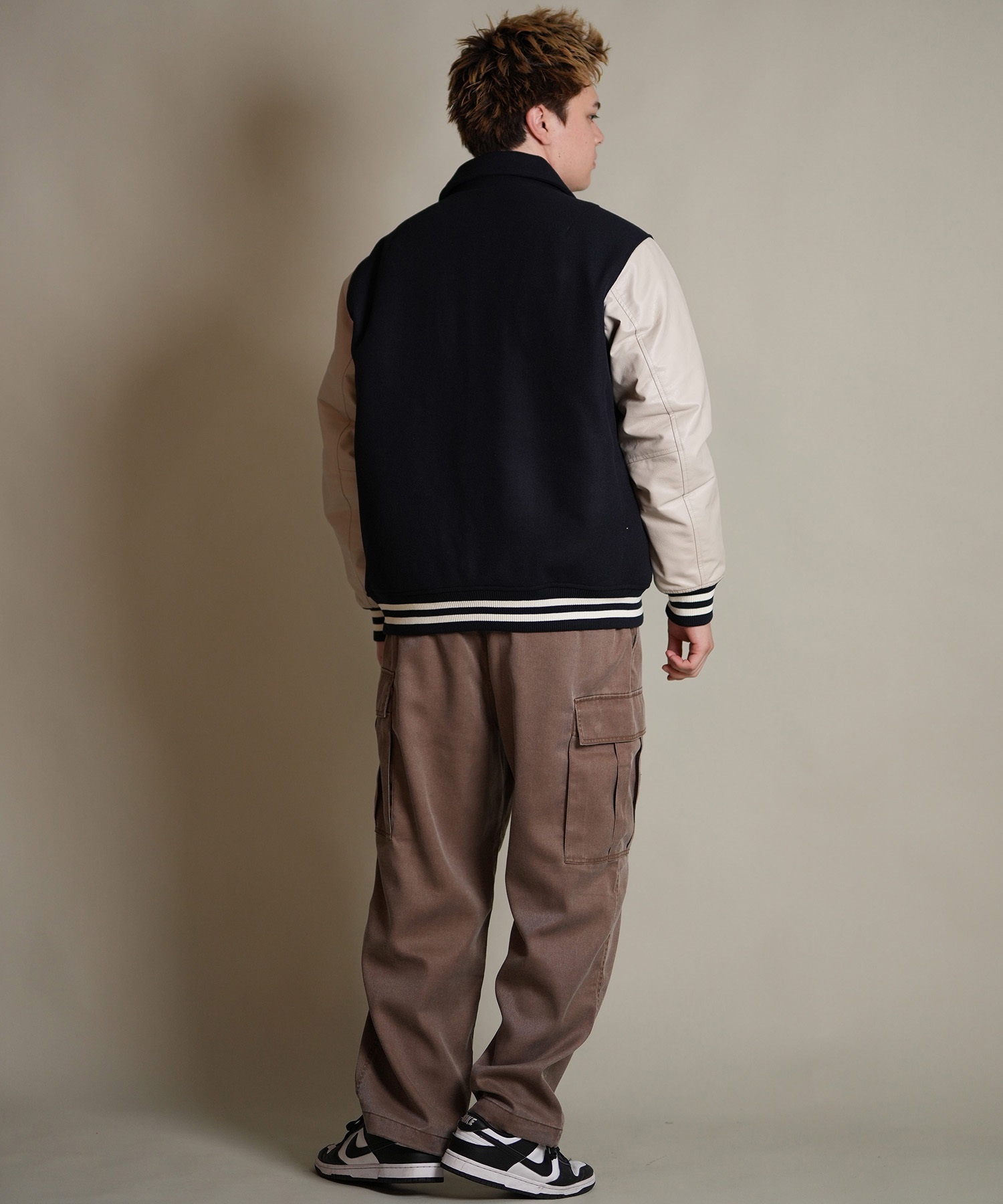 DEAR LAUREL ディアローレル × Pla-Jac プラジャック アウター スタジャン メンズ スタジアム ジャケット 防風 VARSITY JACKET D25F-0102(BK/BK-M)
