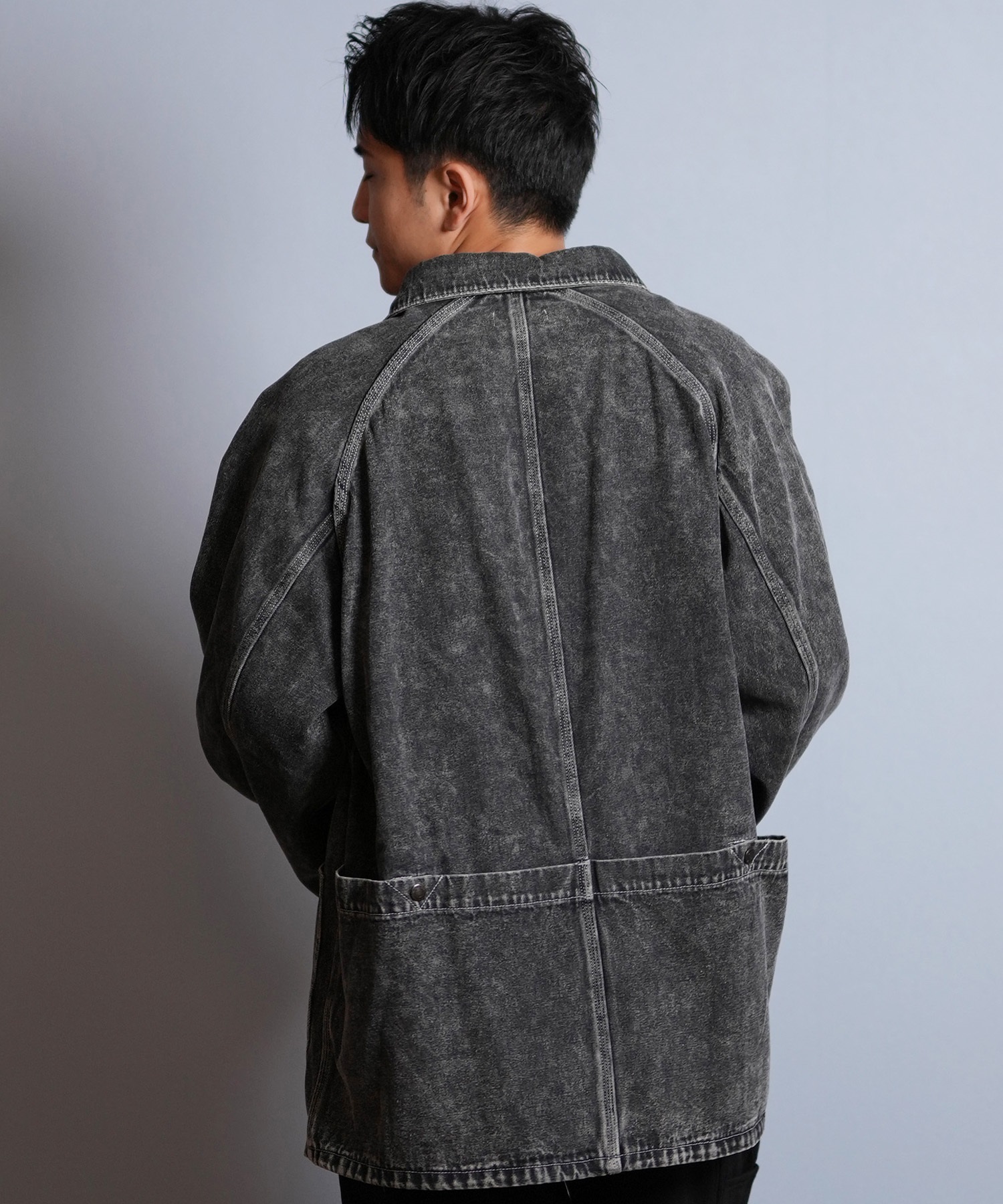 DEAR LAUREL ディアローレル デニム ジャケット Gジャン メンズ シンプル D25F-0104 ムラサキスポーツ限定(BLK-M)
