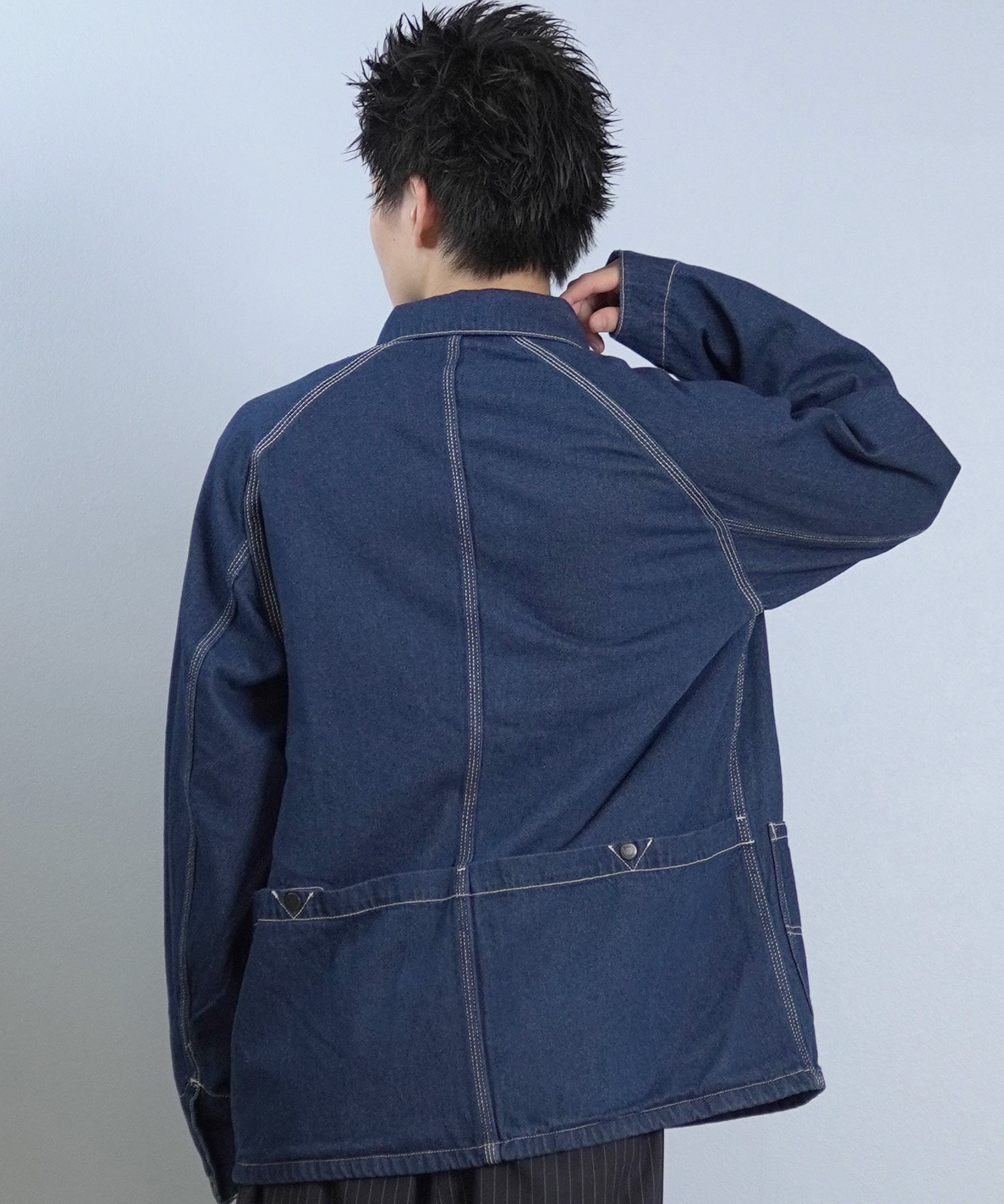 DEAR LAUREL ディアローレル デニム ジャケット Gジャン メンズ シンプル D25F-0104 ムラサキスポーツ限定(BLK-M)