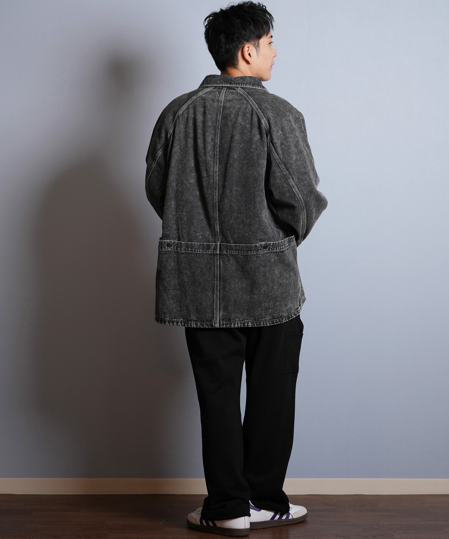 DEAR LAUREL ディアローレル デニム ジャケット Gジャン メンズ シンプル D25F-0104 ムラサキスポーツ限定(BLK-M)