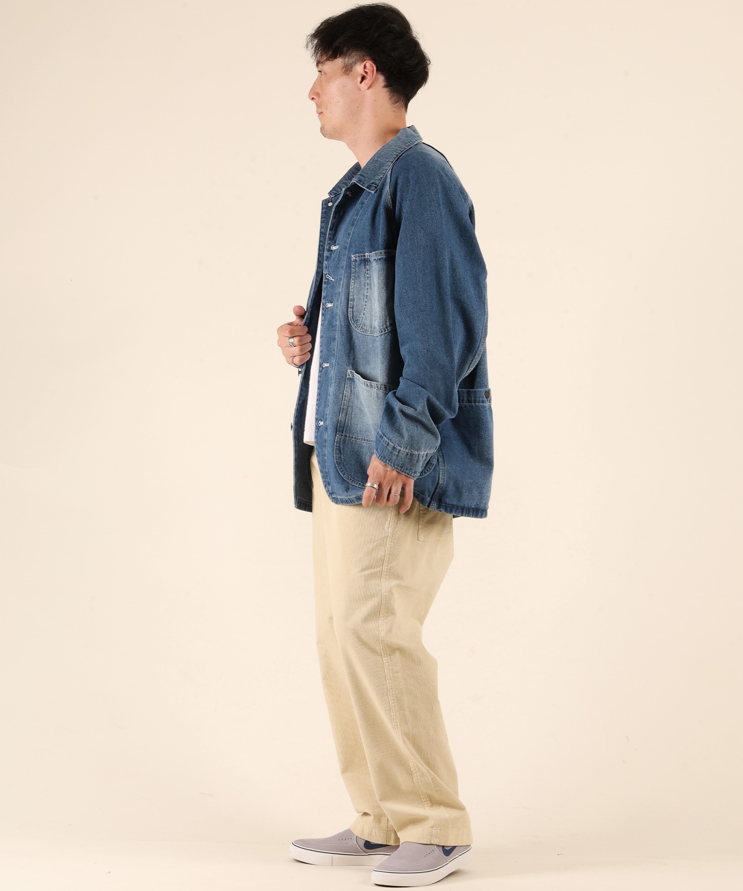 DEAR LAUREL ディアローレル デニム ジャケット Gジャン メンズ シンプル D25F-0104 ムラサキスポーツ限定(BLK-M)