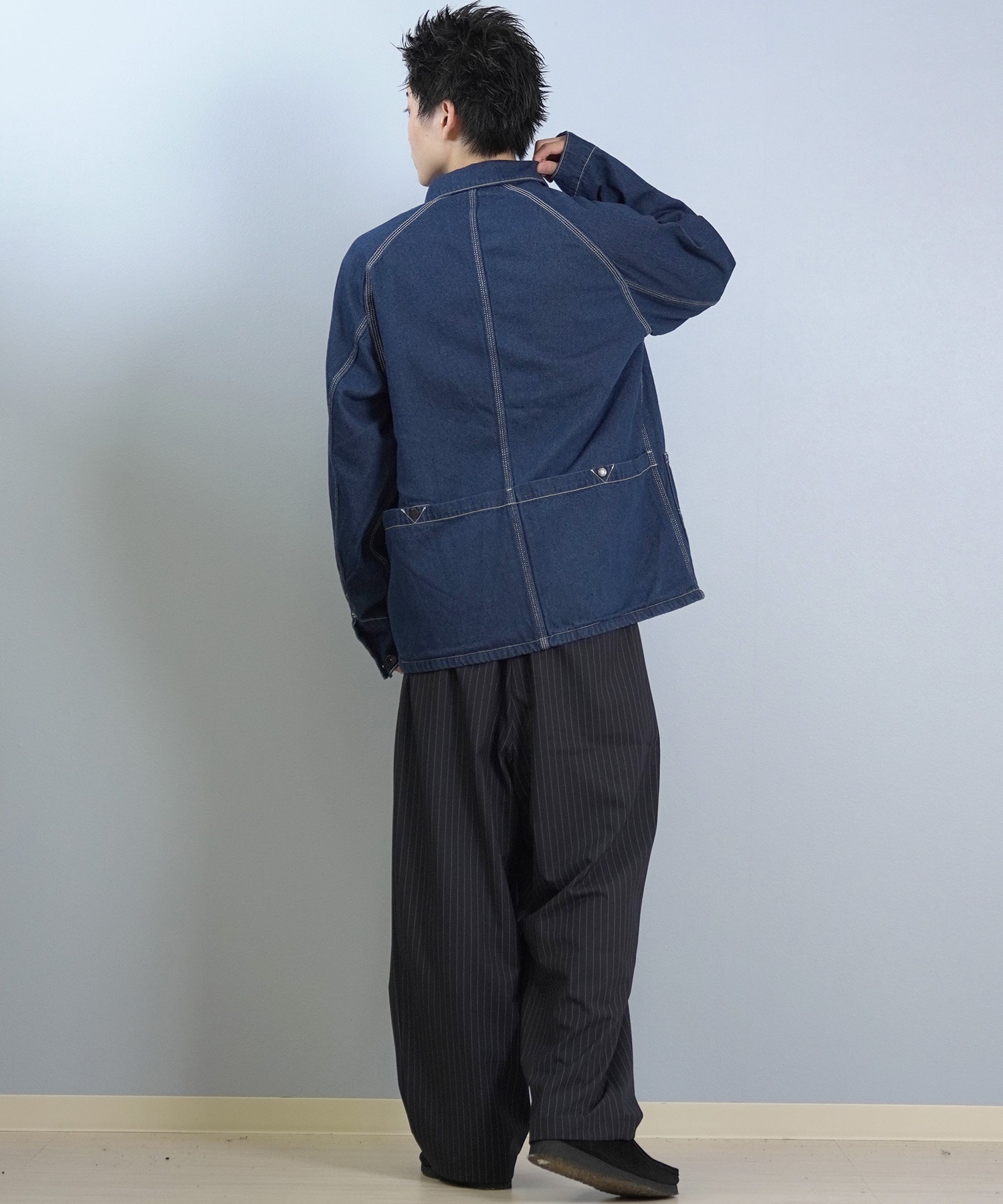 DEAR LAUREL ディアローレル デニム ジャケット Gジャン メンズ シンプル D25F-0104 ムラサキスポーツ限定(BLK-M)