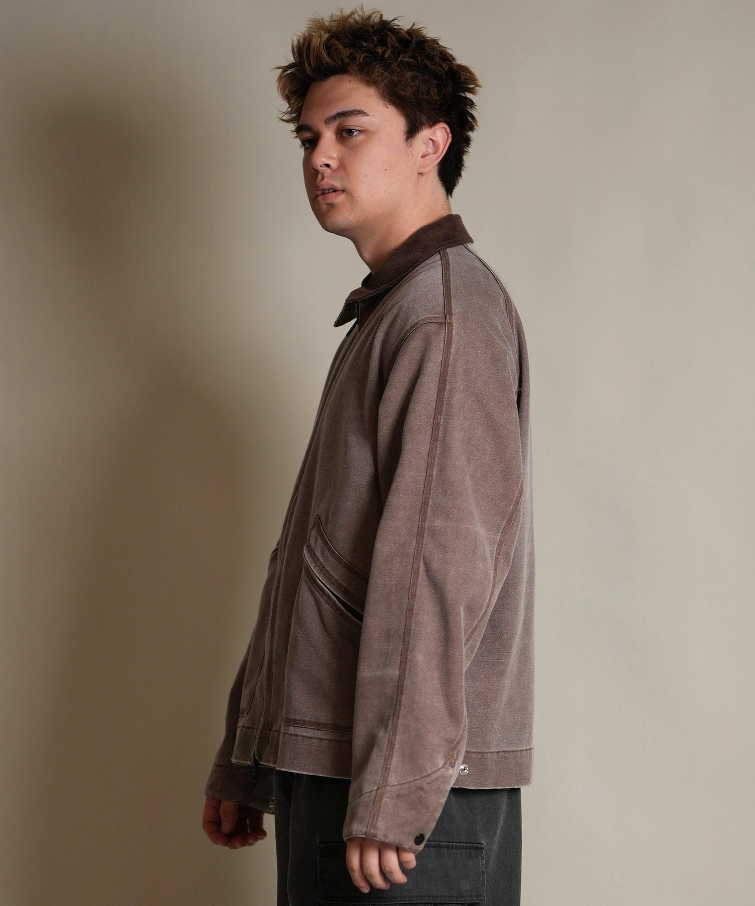 DEAR LAUREL ディアローレル アウター ワークジャケット メンズ ジップアップ DUCK WORK JACKET D25F-0106(GRY-M)