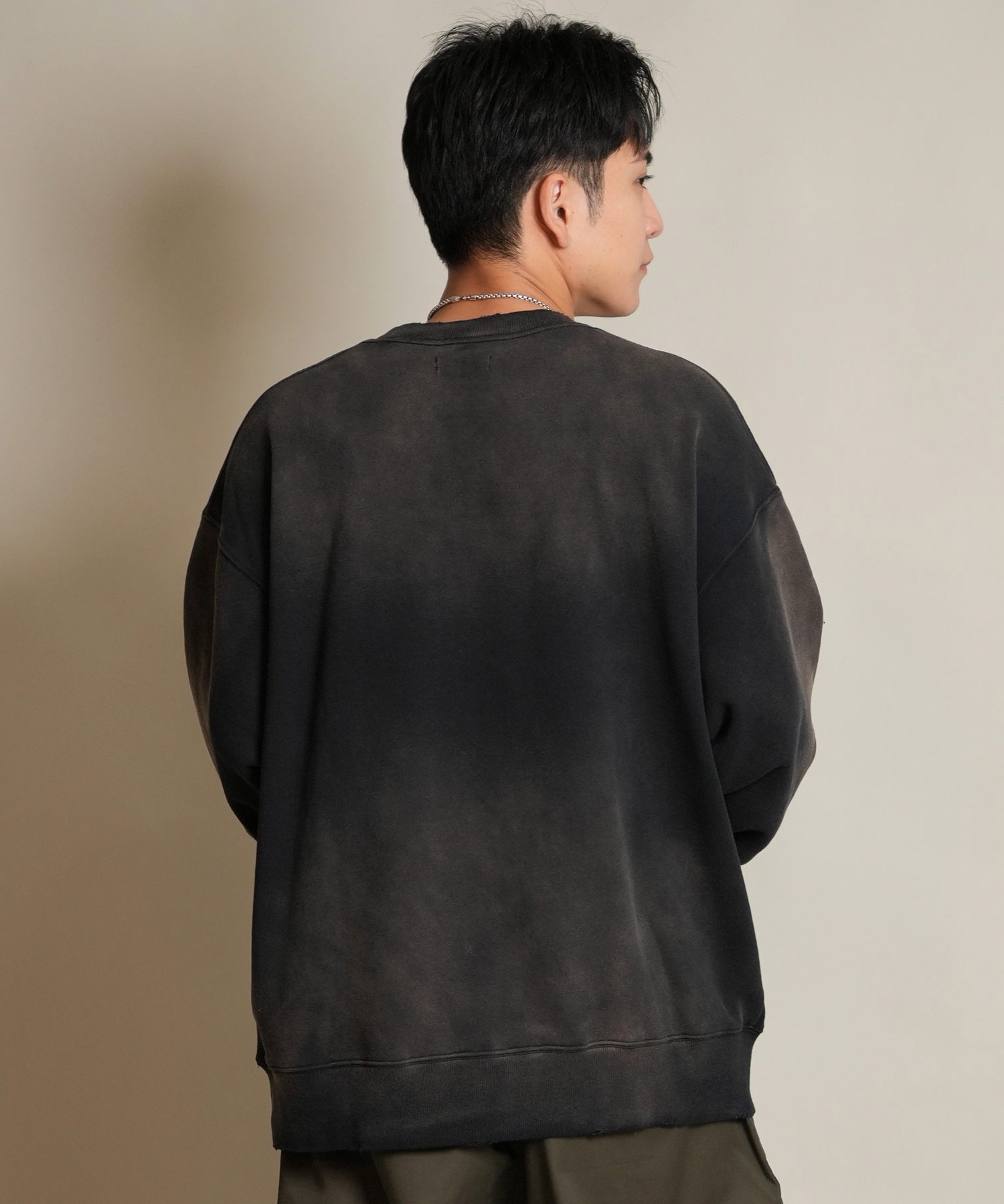 DEAR LAUREL ディアローレル トレーナー スウェット メンズ クルーネック カレッジロゴ風 ヴィンテージ加工 裏毛 Vintage Crew D25F-1101(BLK-M)