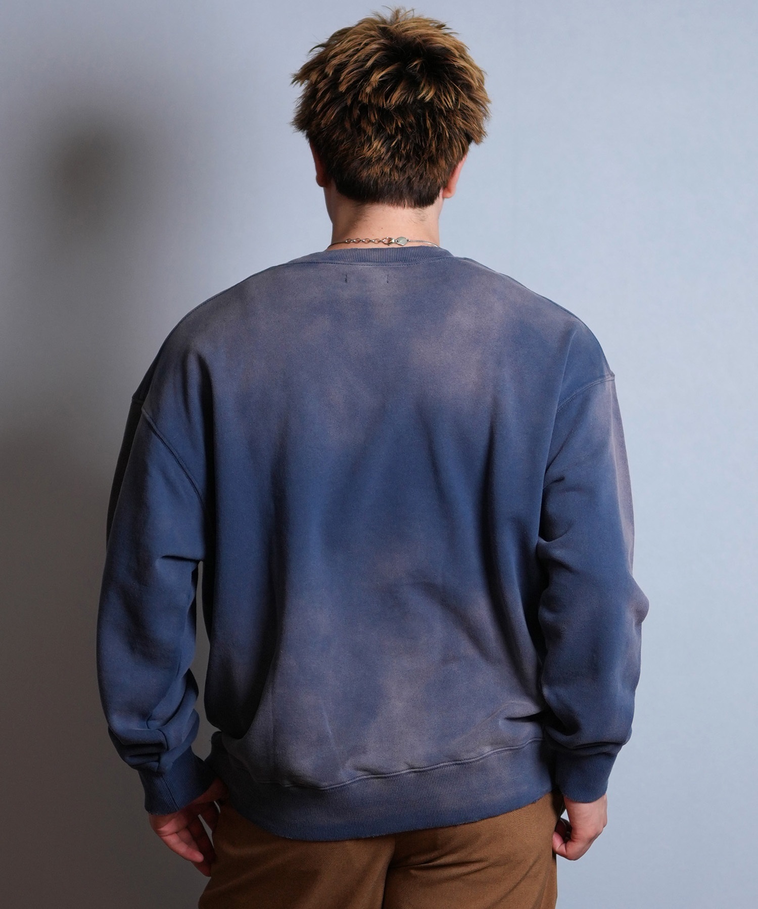 DEAR LAUREL ディアローレル トレーナー スウェット メンズ クルーネック カレッジロゴ風 ヴィンテージ加工 裏毛 Vintage Crew D25F-1101(BLK-M)