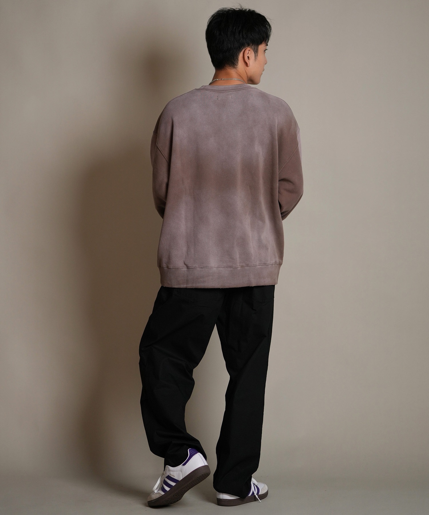 DEAR LAUREL ディアローレル トレーナー スウェット メンズ クルーネック カレッジロゴ風 ヴィンテージ加工 裏毛 Vintage Crew D25F-1101(BLK-M)