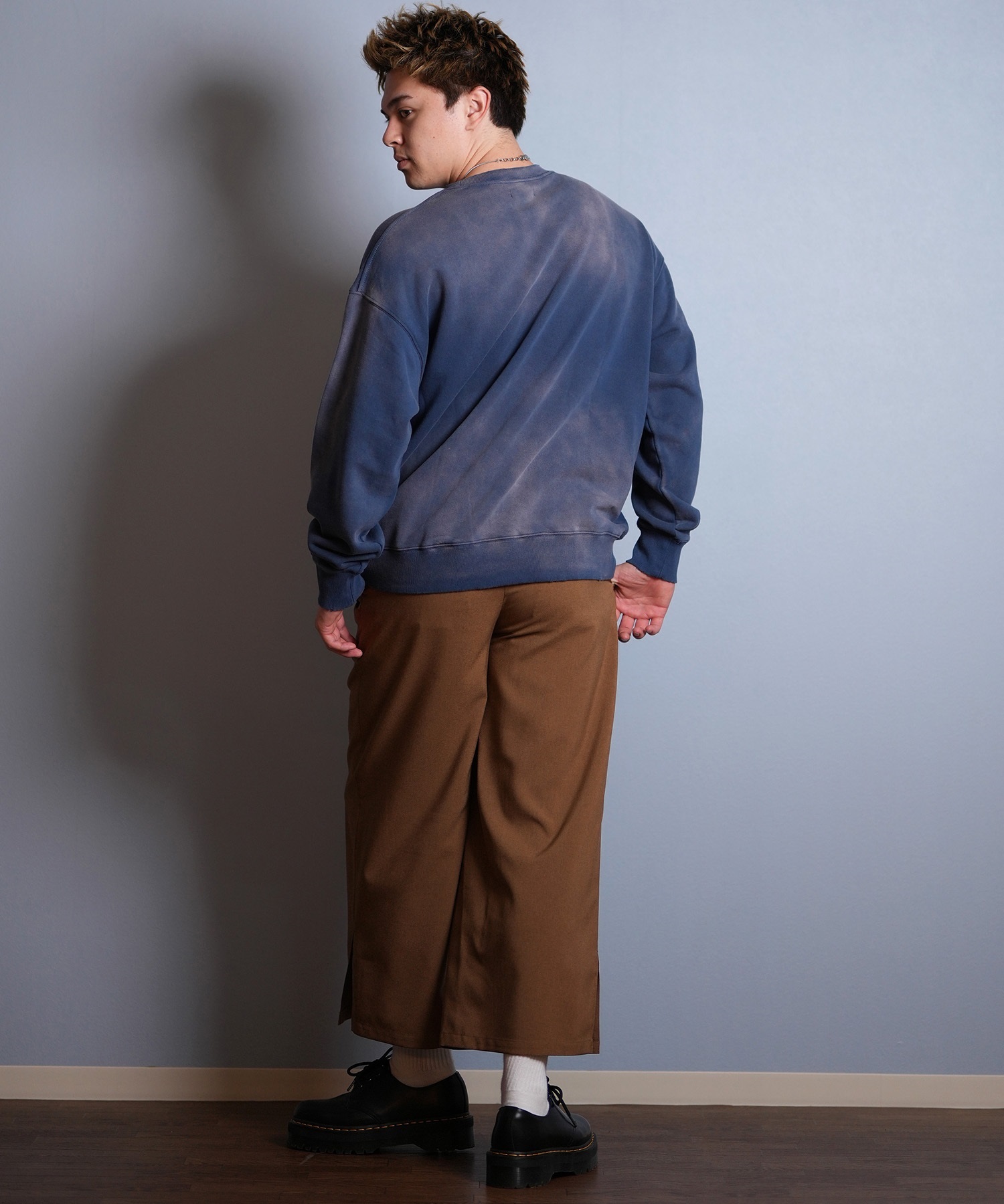 DEAR LAUREL ディアローレル トレーナー スウェット メンズ クルーネック カレッジロゴ風 ヴィンテージ加工 裏毛 Vintage Crew D25F-1101(BLK-M)