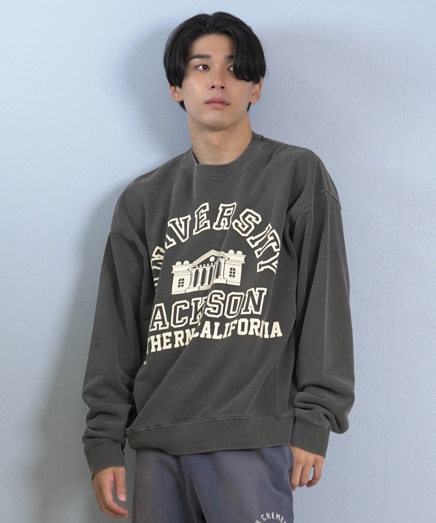 DEAR LAUREL ディアローレル × JACKSON MATISSE ジャクソンマティス トレーナー スウェット メンズ クルーネック カレッジロゴ 裏毛 DL25F-JM1101(BLK-M)