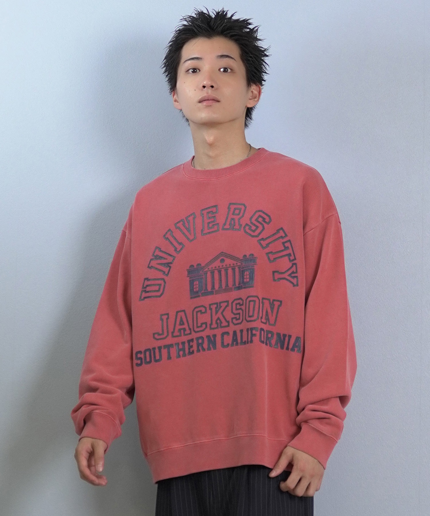 DEAR LAUREL ディアローレル × JACKSON MATISSE ジャクソンマティス トレーナー スウェット メンズ クルーネック カレッジロゴ 裏毛 DL25F-JM1101(BLK-M)