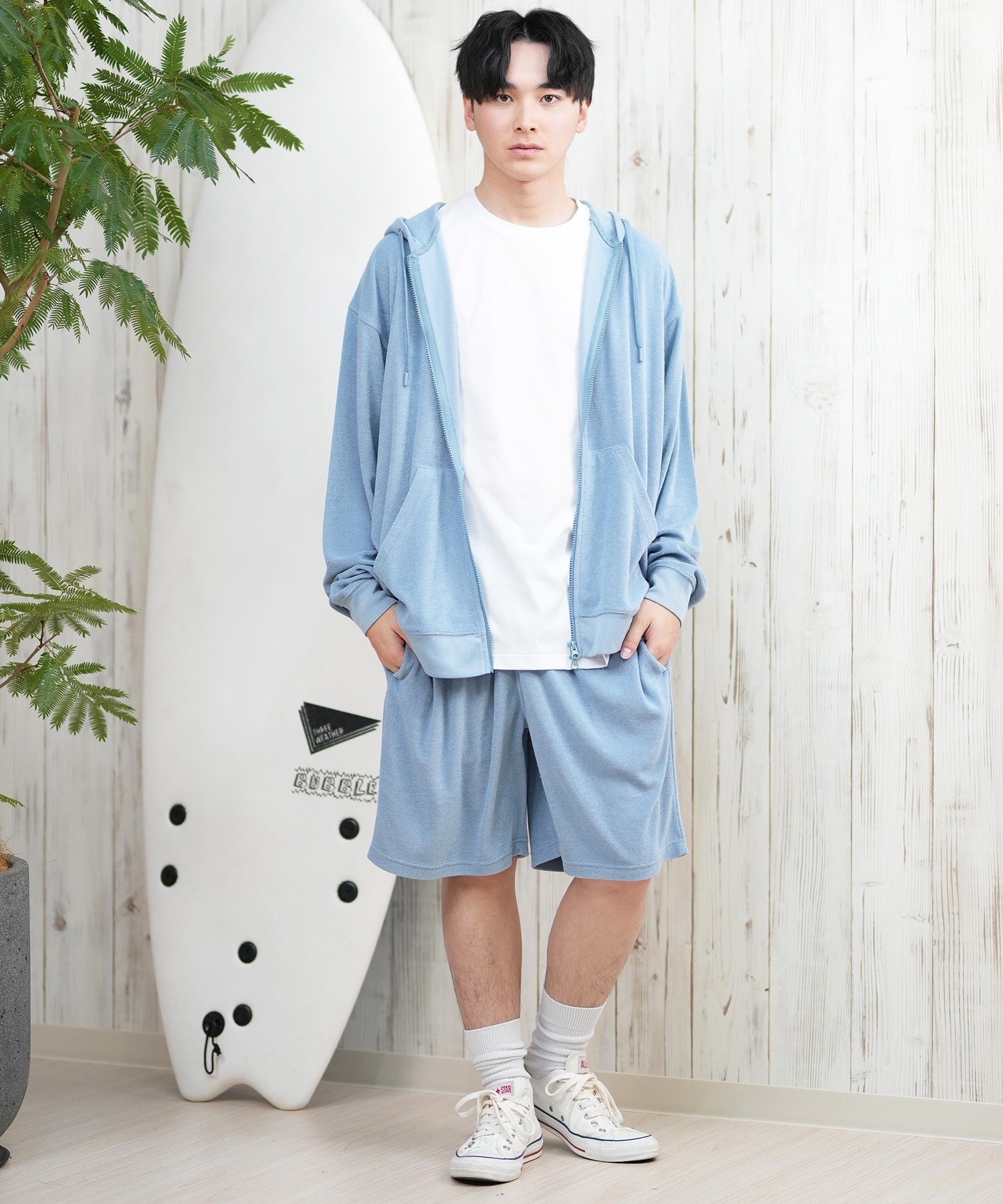 DEAR LAUREL ディアローレル パーカー ジップアップ メンズ 水陸両用 ユーティリティー UVカット セットアップ対応 D25S1201(BLK-M)