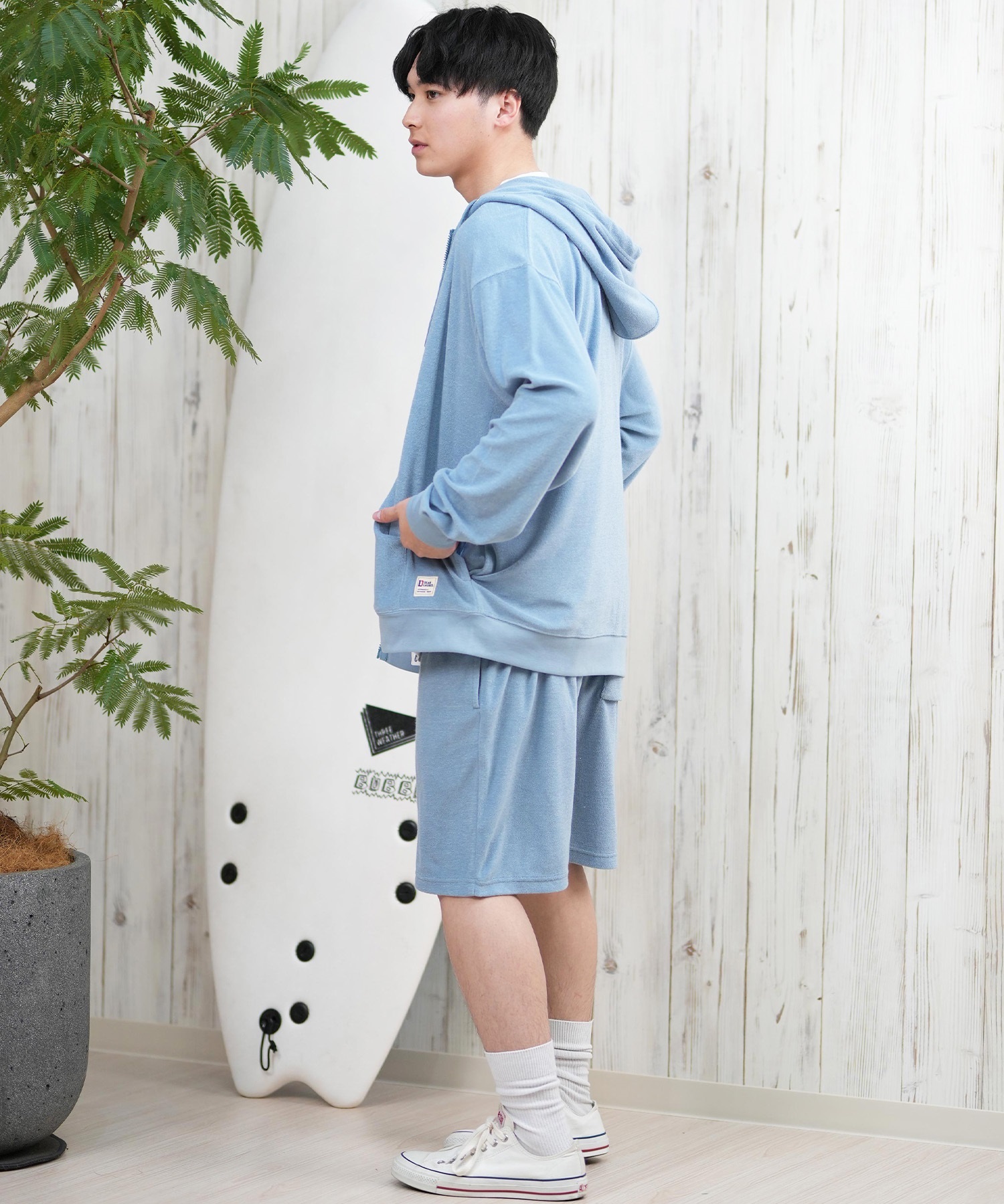 DEAR LAUREL ディアローレル パーカー ジップアップ メンズ 水陸両用 ユーティリティー UVカット セットアップ対応 D25S1201(BLK-M)