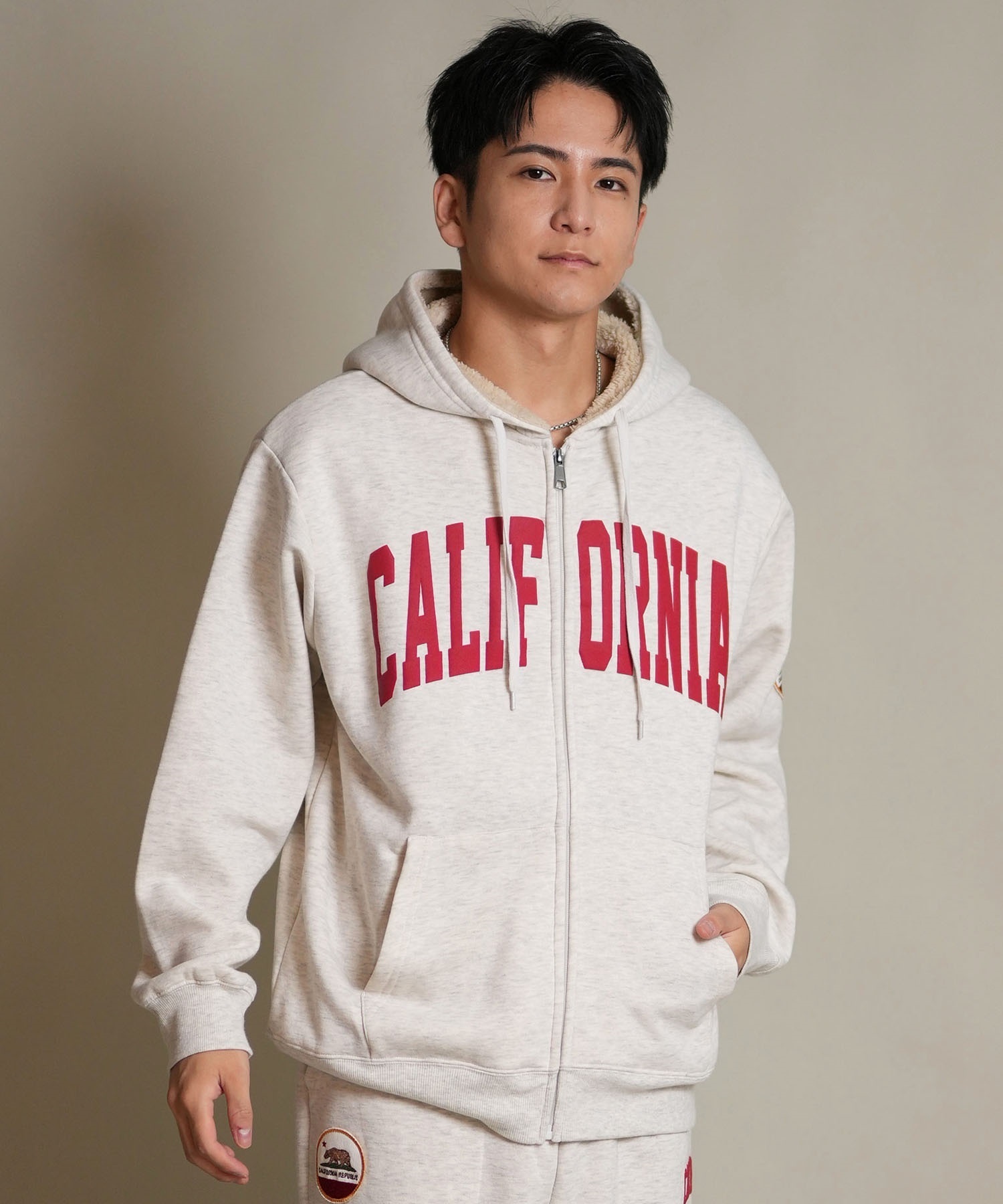 DEAR LAUREL ディアローレル ジップアップ パーカー メンズ ボア セットアップ対応 D25F-1201(BLK-M)