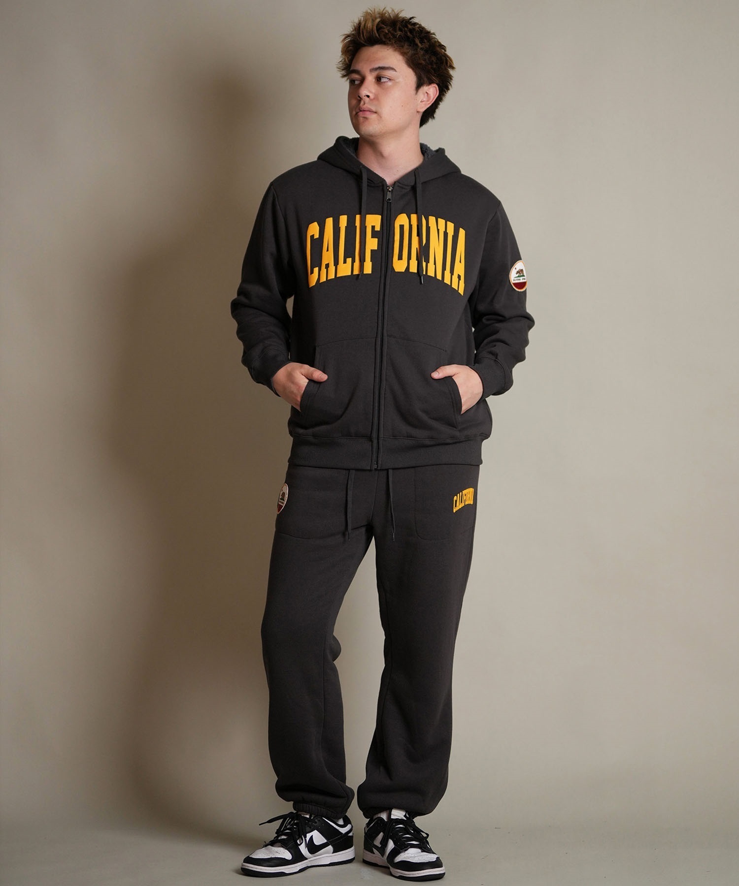 DEAR LAUREL ディアローレル ジップアップ パーカー メンズ ボア セットアップ対応 D25F-1201(BLK-M)