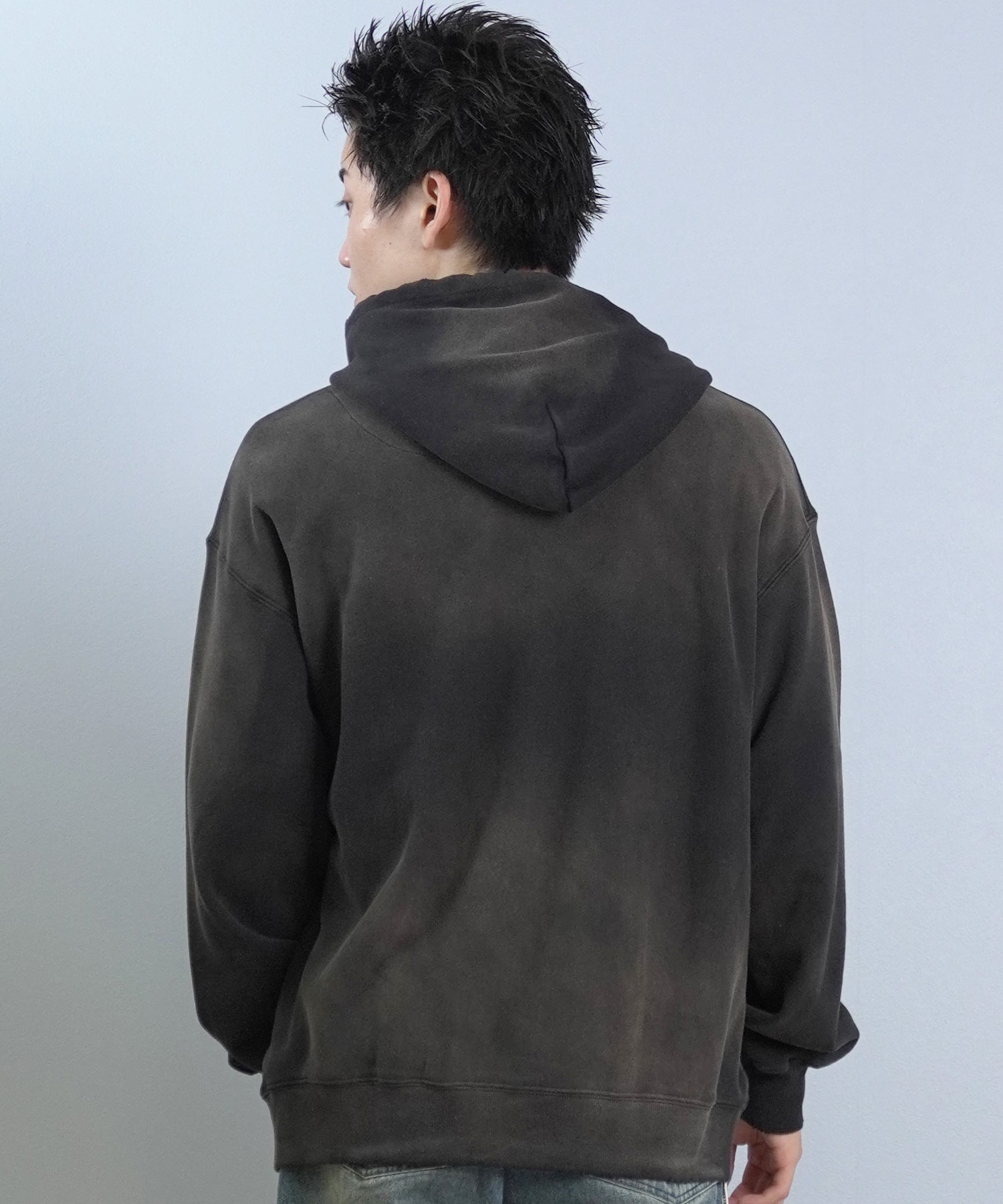 DEAR LAUREL ディアローレル ジップアップ パーカー メンズ 古着風 ヴィンテージ加工 D25F-1203 ムラサキスポーツ限定(BLK-M)