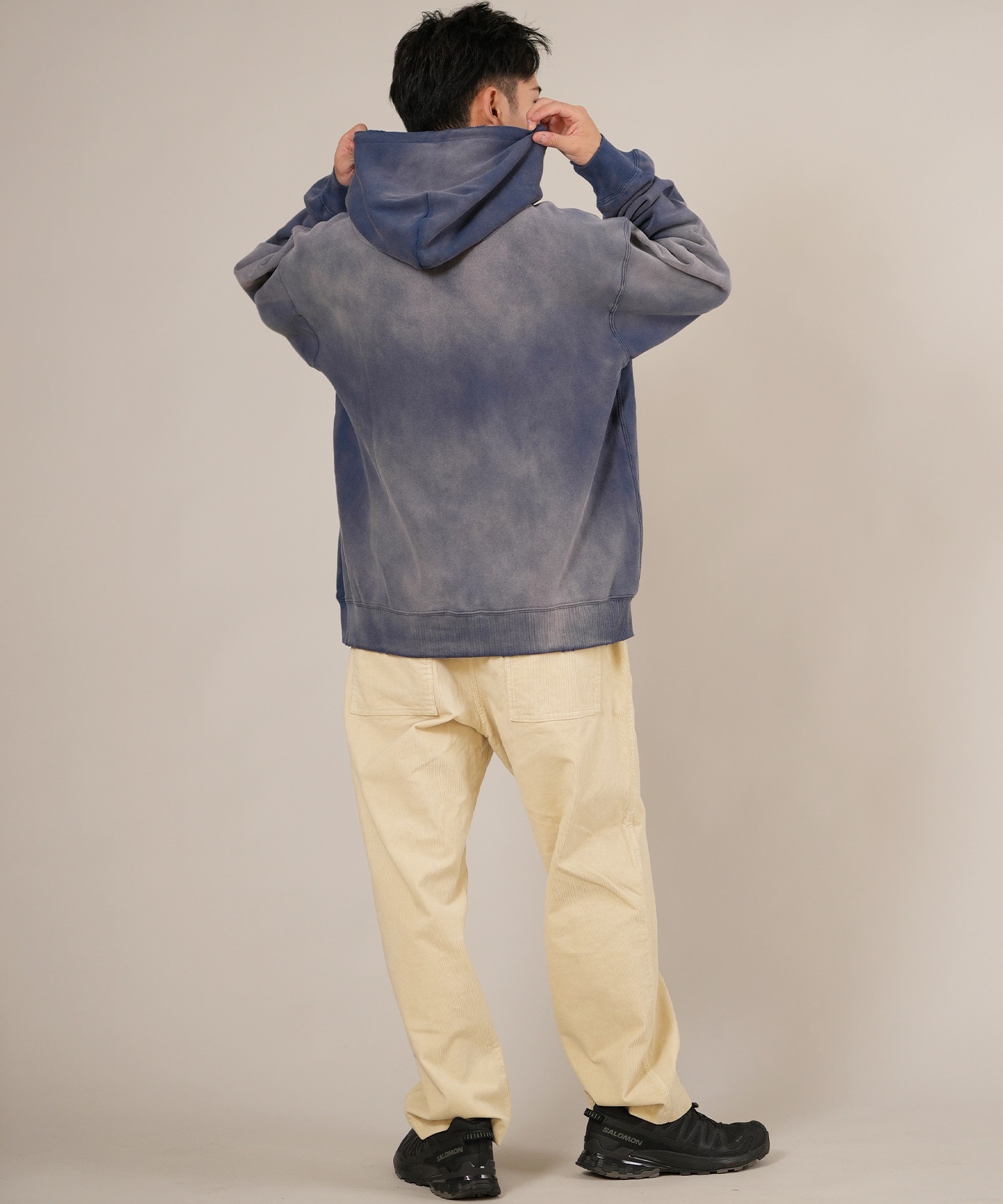 DEAR LAUREL ディアローレル ジップアップ パーカー メンズ 古着風 ヴィンテージ加工 D25F-1203 ムラサキスポーツ限定(BLK-M)