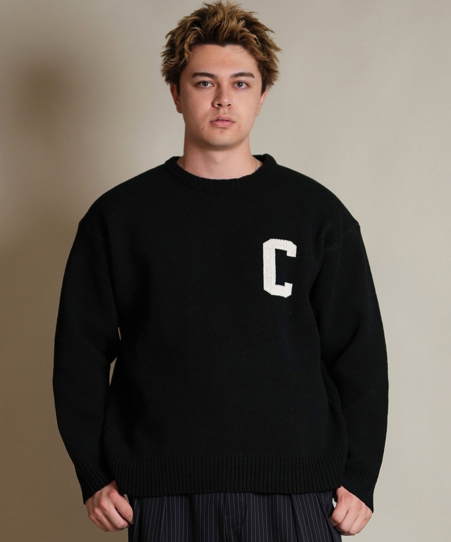 DEAR LAUREL ディアローレル ニット セーター メンズ CREW NECK KNIT CA D25F-1301(WHT-M)