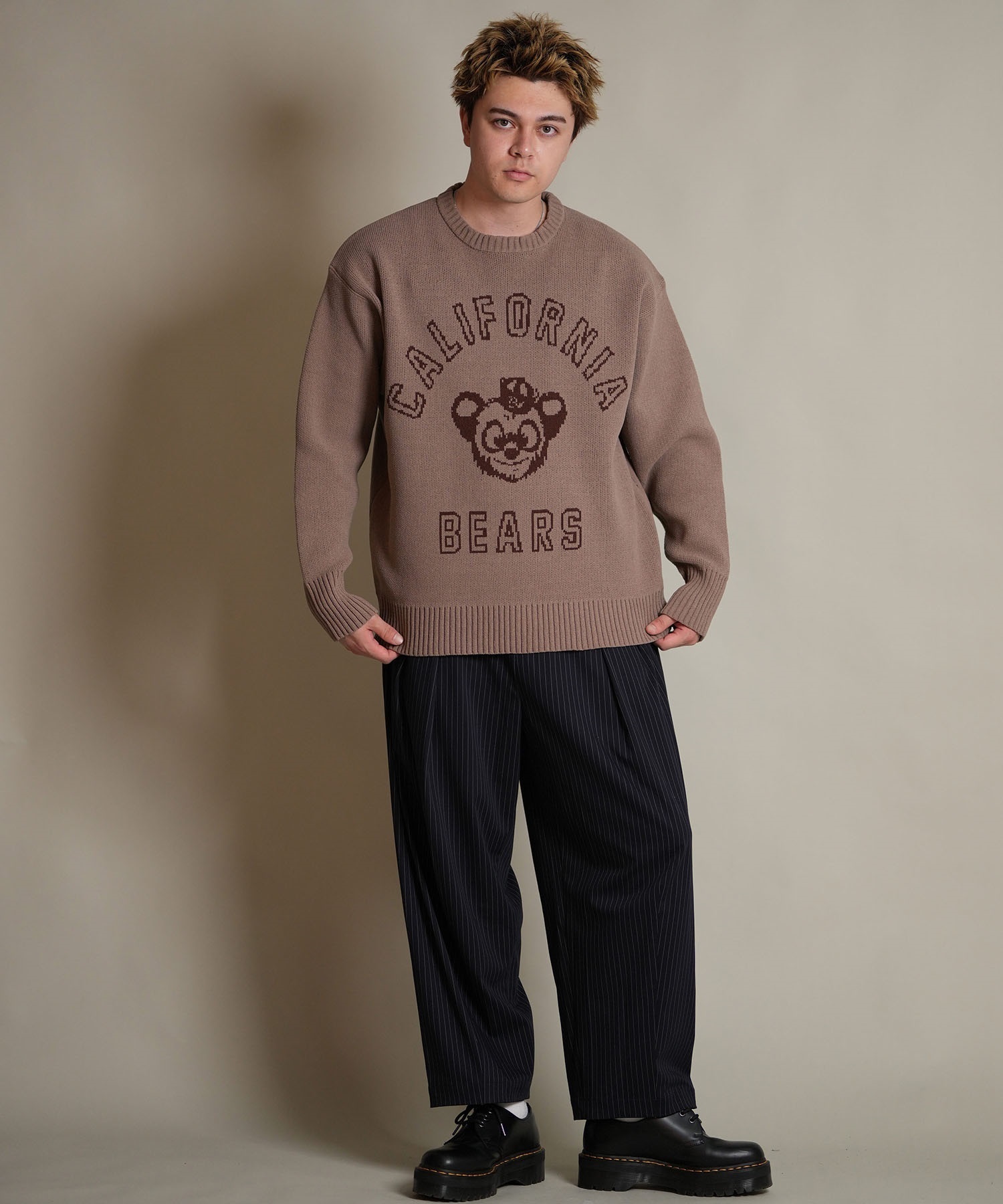 DEAR LAUREL ディアローレル ニット セーター メンズ CREW NECK KNIT CA D25F-1301(WHT-M)