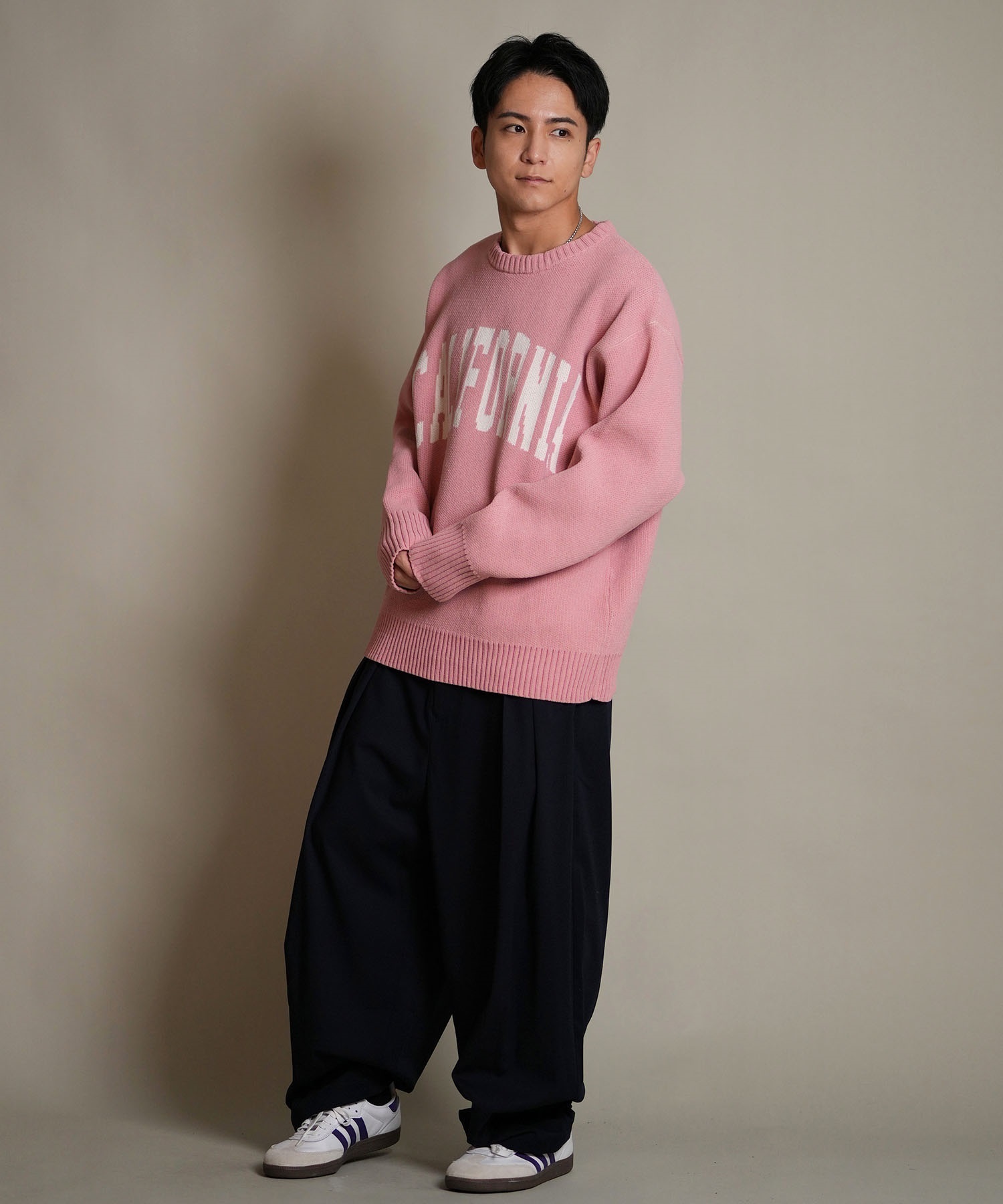 DEAR LAUREL ディアローレル ニット セーター メンズ CREW NECK KNIT CA D25F-1301(WHT-M)