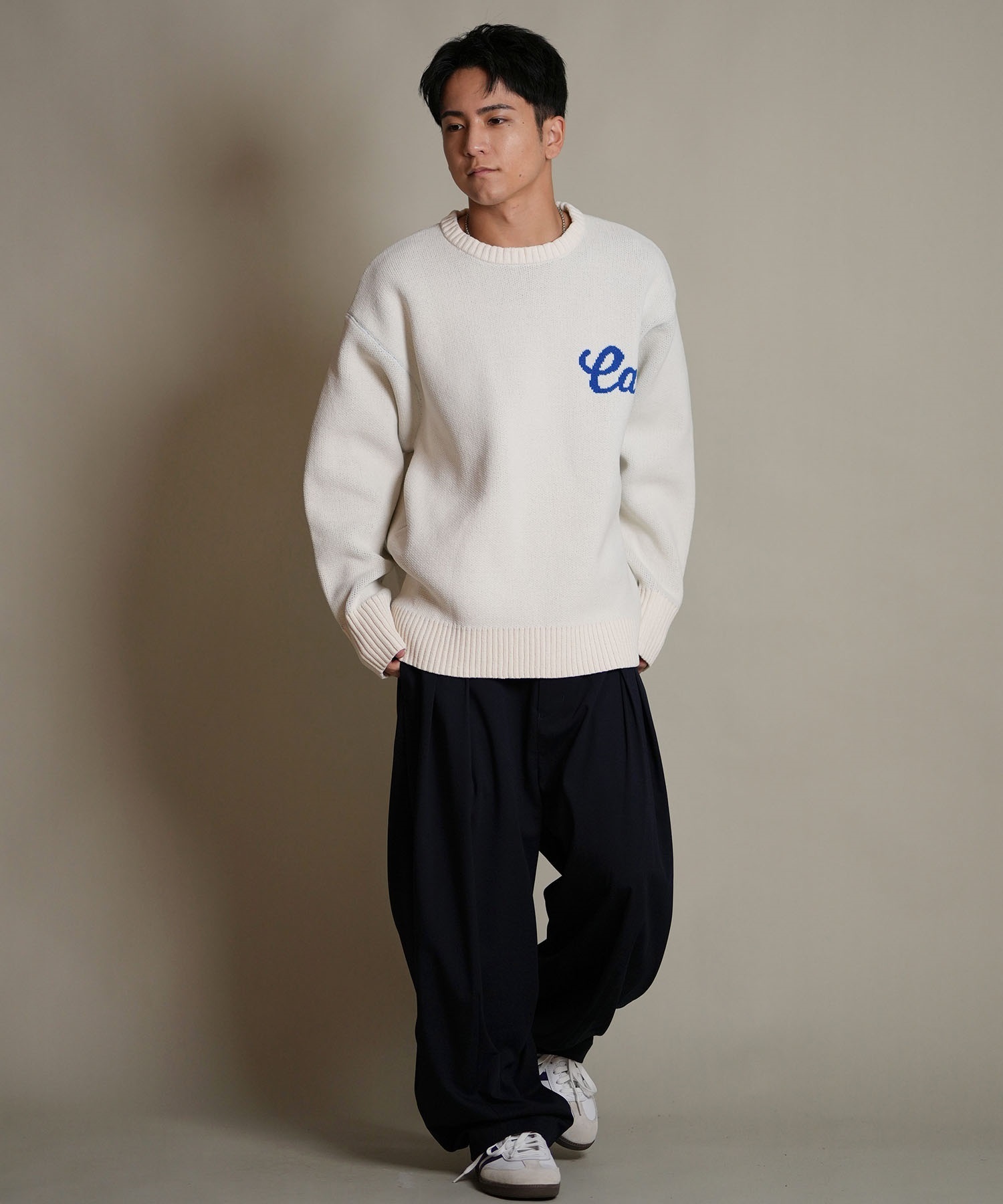 DEAR LAUREL ディアローレル ニット セーター メンズ CREW NECK KNIT CA D25F-1301(WHT-M)