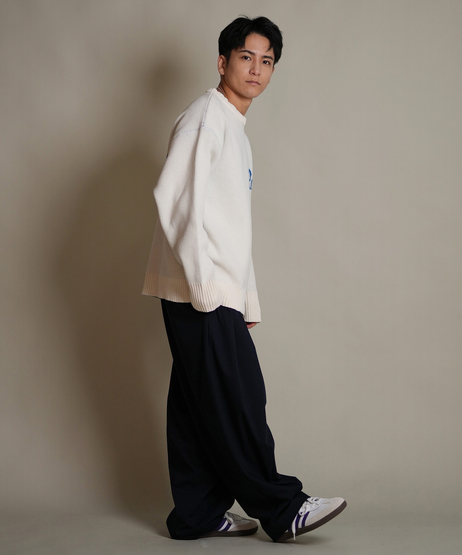 DEAR LAUREL ディアローレル ニット セーター メンズ CREW NECK KNIT CA D25F-1301(WHT-M)