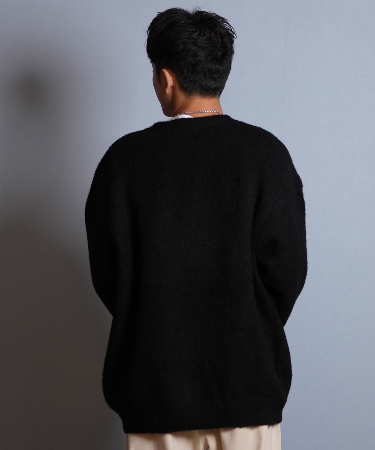 DEAR LAUREL ディアローレル カーディガン ニット セーター メンズ KNIT CARDIGAN D25F-1302(BLK-M)
