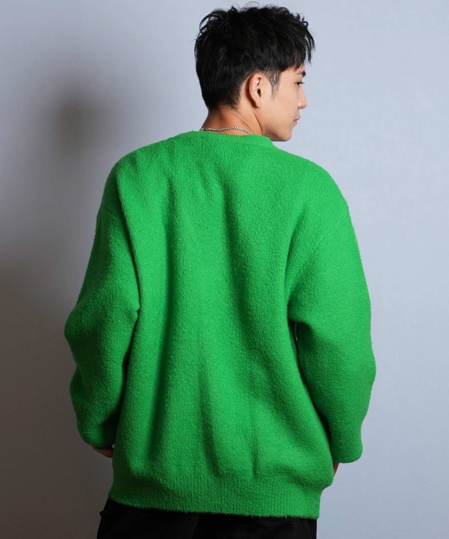 DEAR LAUREL ディアローレル カーディガン ニット セーター メンズ KNIT CARDIGAN D25F-1302(BLK-M)