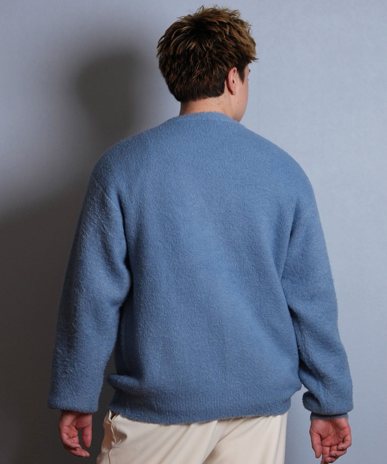 DEAR LAUREL ディアローレル カーディガン ニット セーター メンズ KNIT CARDIGAN D25F-1302(BLK-M)