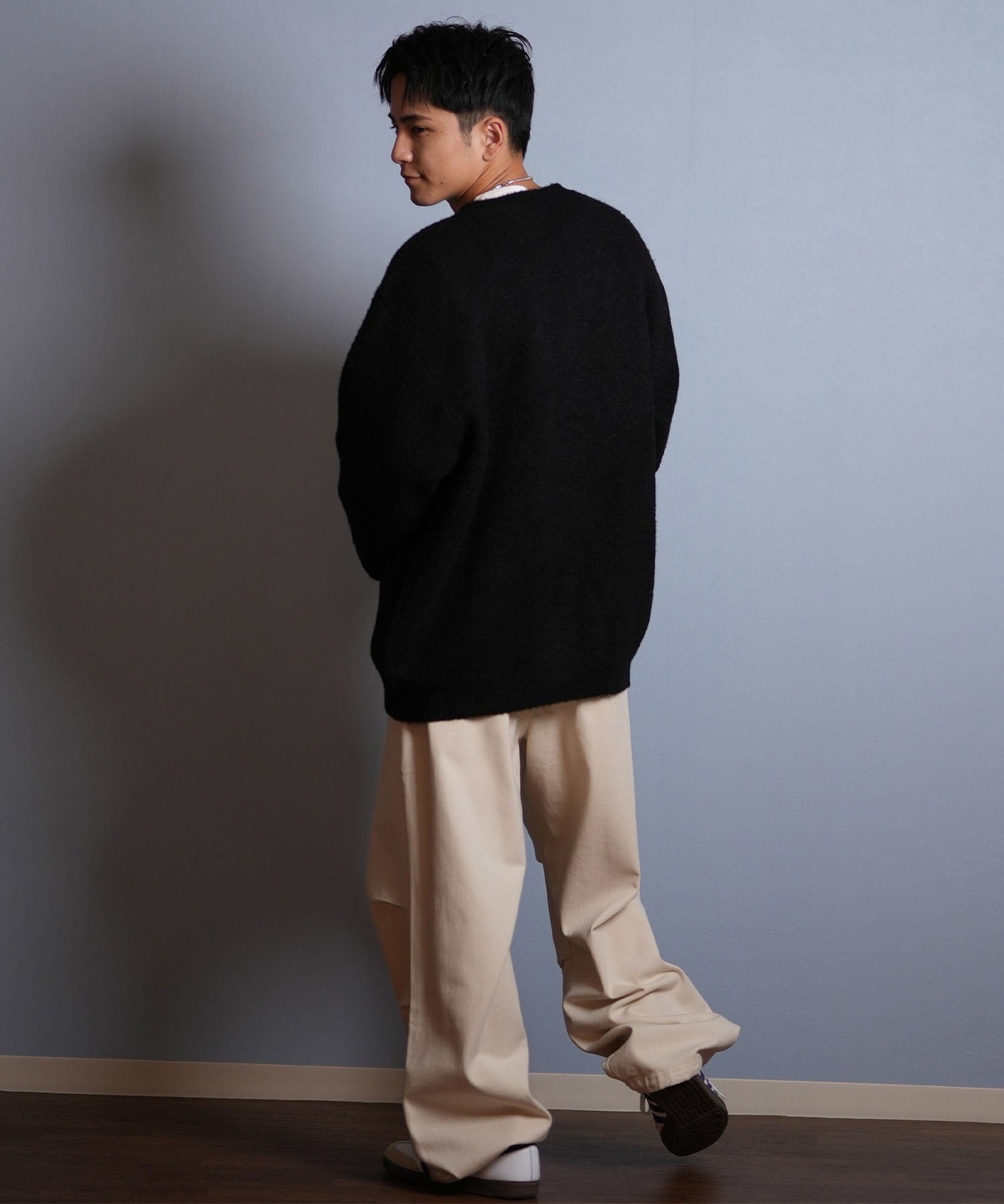 DEAR LAUREL ディアローレル カーディガン ニット セーター メンズ KNIT CARDIGAN D25F-1302(BLK-M)