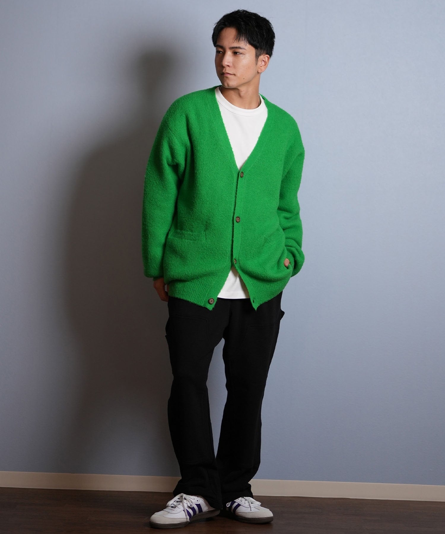 DEAR LAUREL ディアローレル カーディガン ニット セーター メンズ KNIT CARDIGAN D25F-1302(BLK-M)
