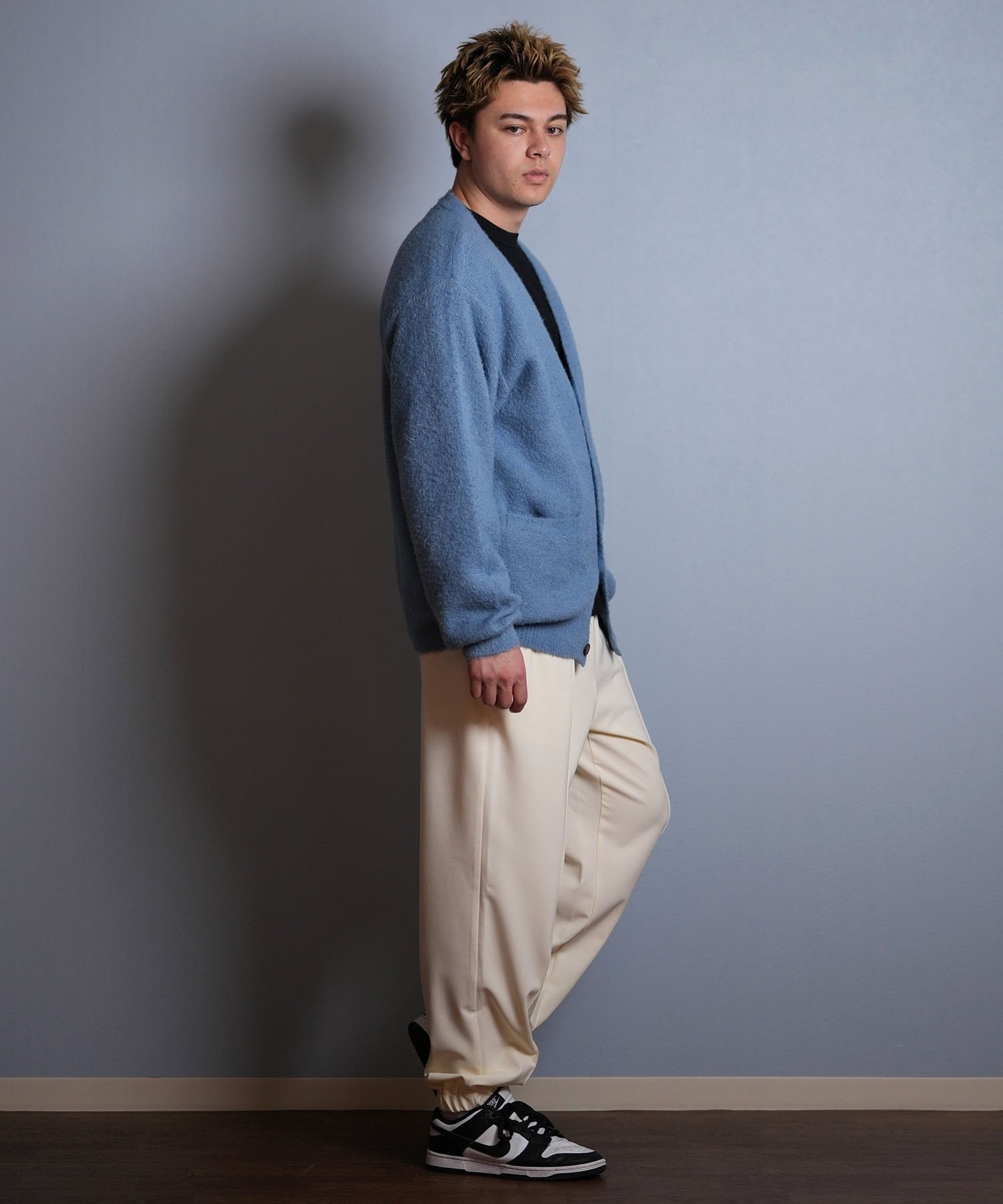 DEAR LAUREL ディアローレル カーディガン ニット セーター メンズ KNIT CARDIGAN D25F-1302(BLK-M)