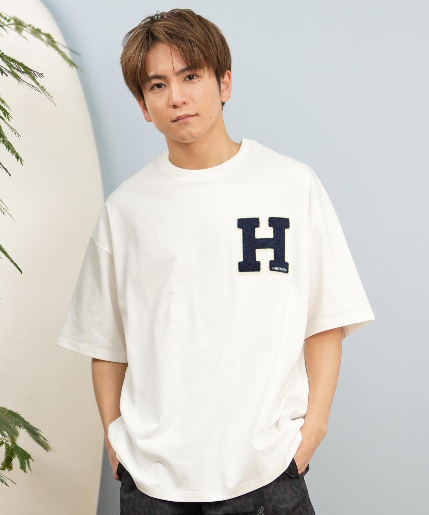 DEAR LAUREL ディアローレル 半袖 Tシャツ メンズ 抗菌防臭 UVケア 接触冷感 CAL PATCH TEE D25S2105(WHT-M)