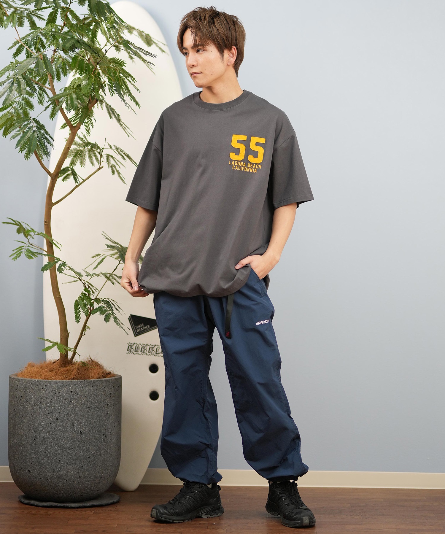 DEAR LAUREL ディアローレル 半袖 Tシャツ メンズ 抗菌防臭 UVケア 接触冷感 CAL PATCH TEE D25S2105(WHT-M)