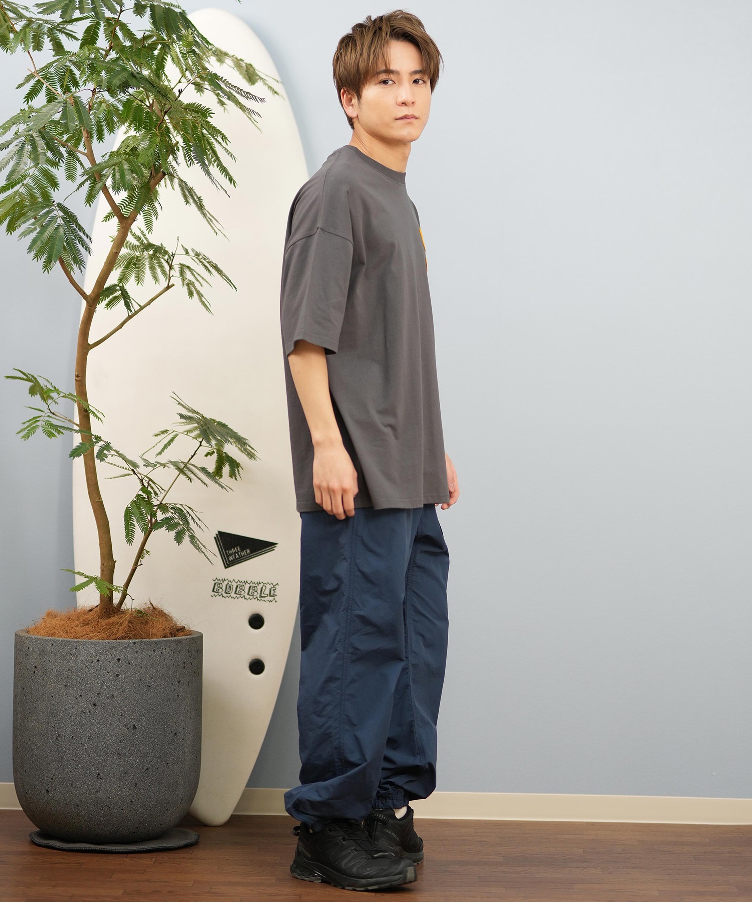 DEAR LAUREL ディアローレル 半袖 Tシャツ メンズ 抗菌防臭 UVケア 接触冷感 CAL PATCH TEE D25S2105(WHT-M)