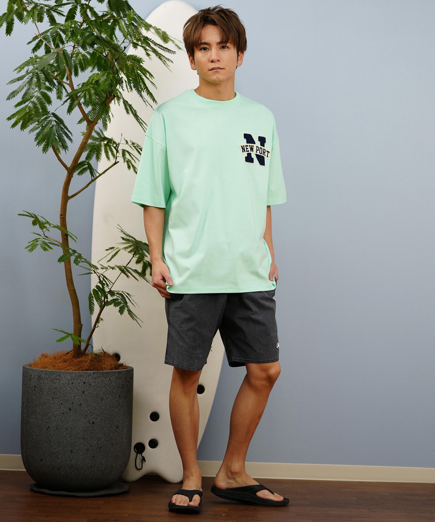DEAR LAUREL ディアローレル 半袖 Tシャツ メンズ 抗菌防臭 UVケア 接触冷感 CAL PATCH TEE D25S2105(WHT-M)