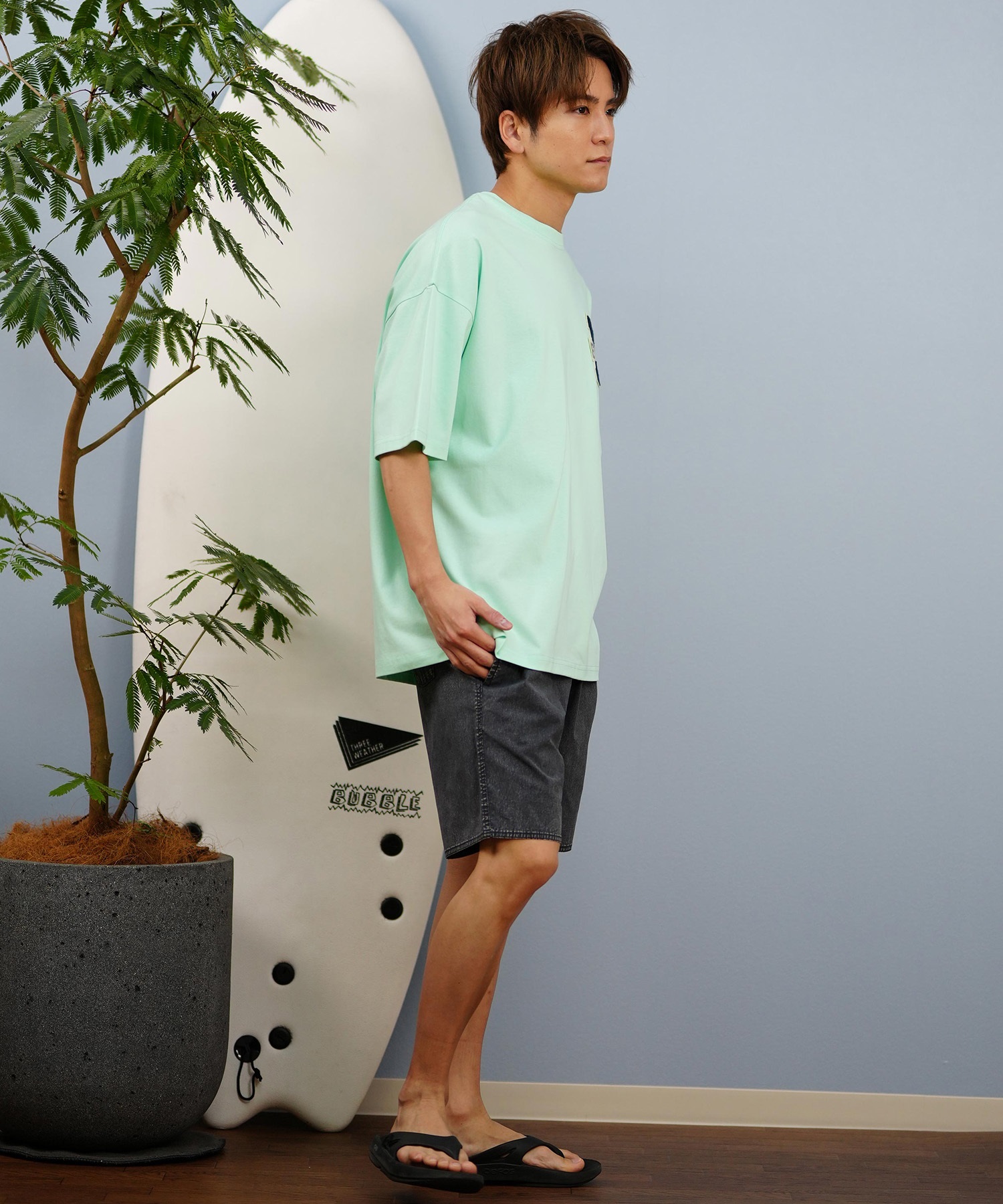 DEAR LAUREL ディアローレル 半袖 Tシャツ メンズ 抗菌防臭 UVケア 接触冷感 CAL PATCH TEE D25S2105(WHT-M)