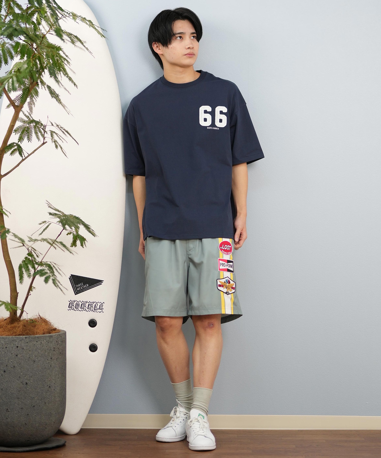 DEAR LAUREL ディアローレル 半袖 Tシャツ メンズ 抗菌防臭 UVケア 接触冷感 CAL PATCH TEE D25S2105(WHT-M)