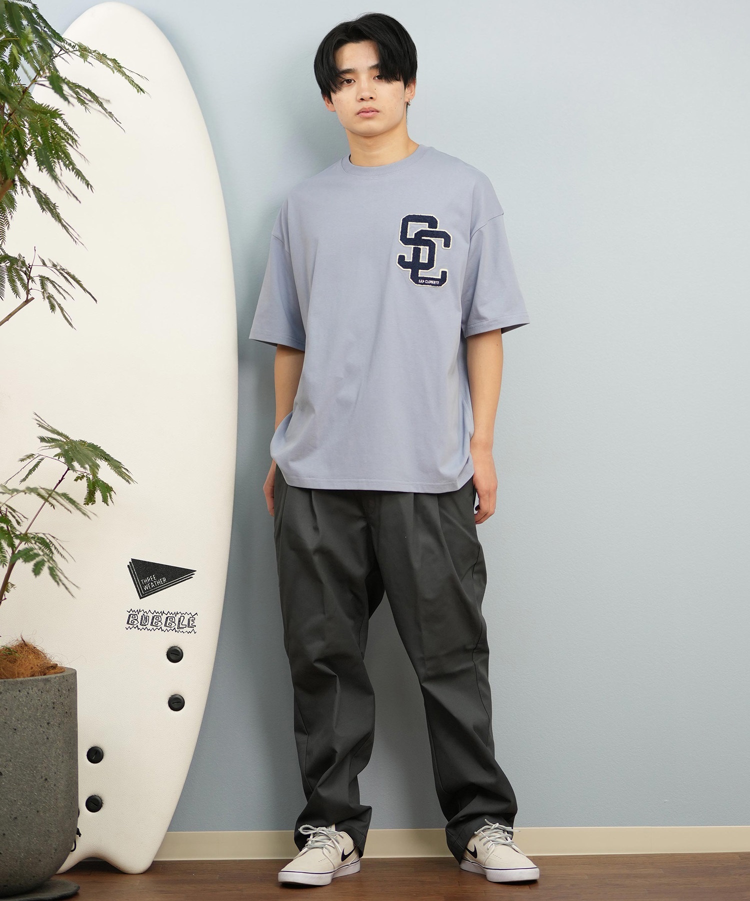 DEAR LAUREL ディアローレル 半袖 Tシャツ メンズ 抗菌防臭 UVケア 接触冷感 CAL PATCH TEE D25S2105(WHT-M)