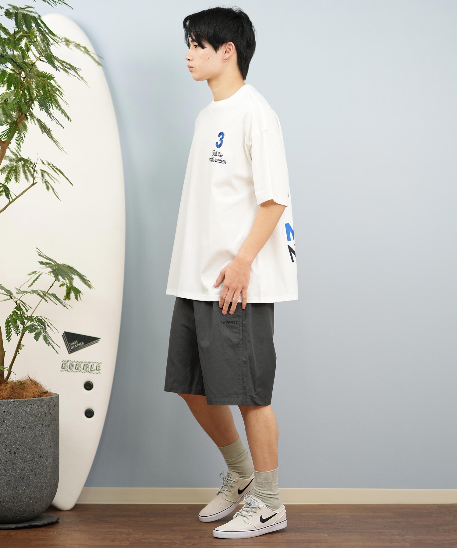 DEAR LAUREL ディアローレル 半袖 Tシャツ メンズ バックプリント 抗菌防臭 UVケア 接触冷感 CAL MESSAGE TEE D25S2107(WHT-M)
