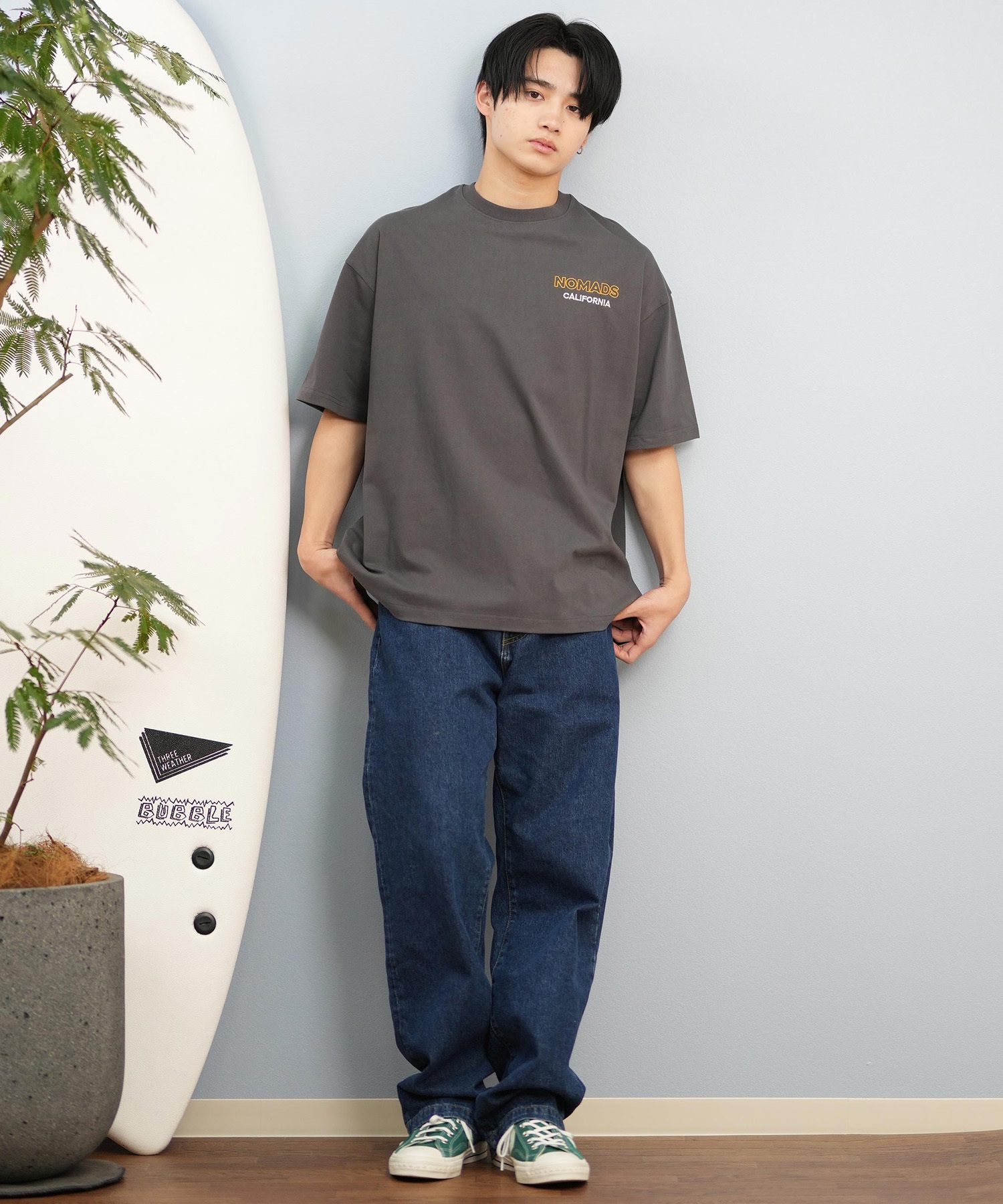 DEAR LAUREL ディアローレル 半袖 Tシャツ メンズ バックプリント 抗菌防臭 UVケア 接触冷感 CAL MESSAGE TEE D25S2107(WHT-M)