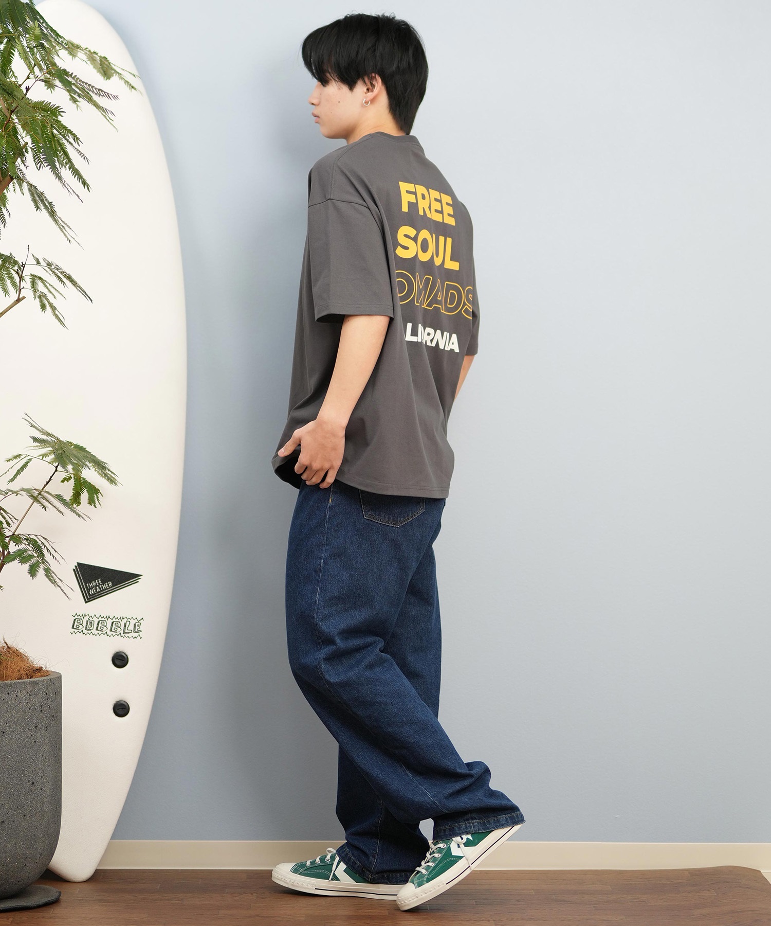 DEAR LAUREL ディアローレル 半袖 Tシャツ メンズ バックプリント 抗菌防臭 UVケア 接触冷感 CAL MESSAGE TEE D25S2107(WHT-M)