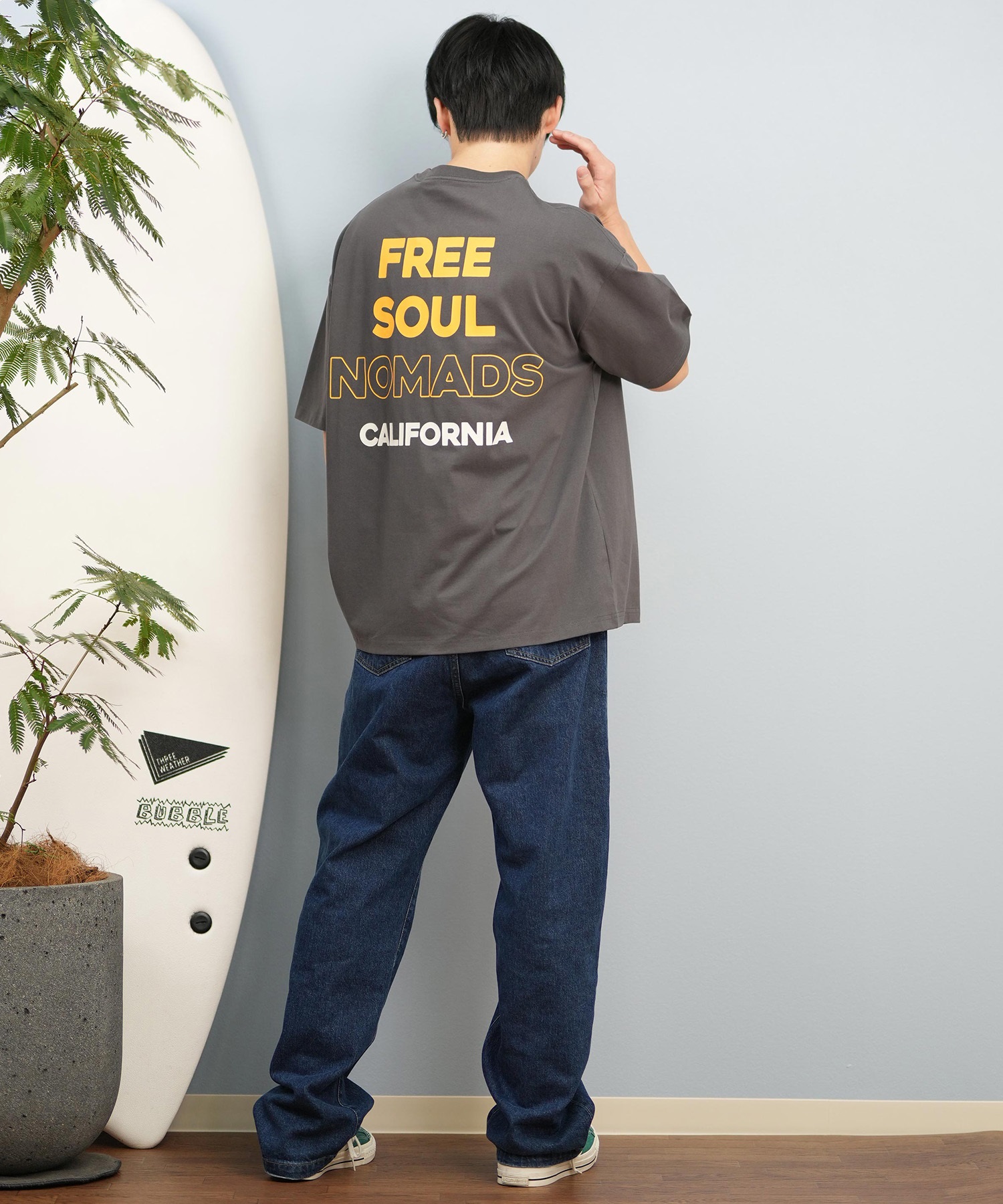 DEAR LAUREL ディアローレル 半袖 Tシャツ メンズ バックプリント 抗菌防臭 UVケア 接触冷感 CAL MESSAGE TEE D25S2107(WHT-M)