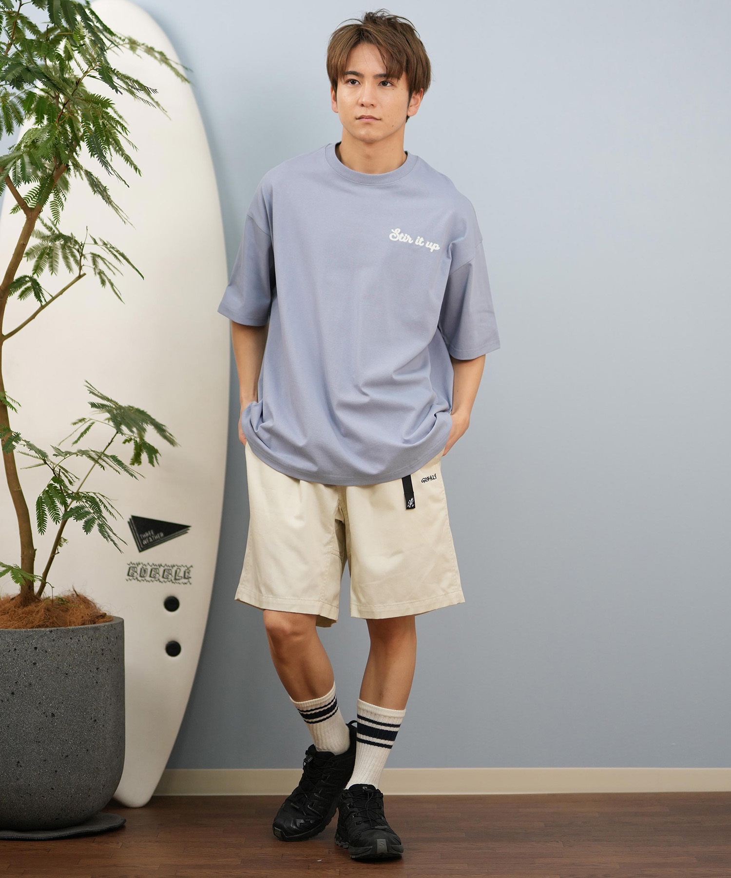 DEAR LAUREL ディアローレル 半袖 Tシャツ メンズ バックプリント 抗菌防臭 UVケア 接触冷感 CAL MESSAGE TEE D25S2107(WHT-M)