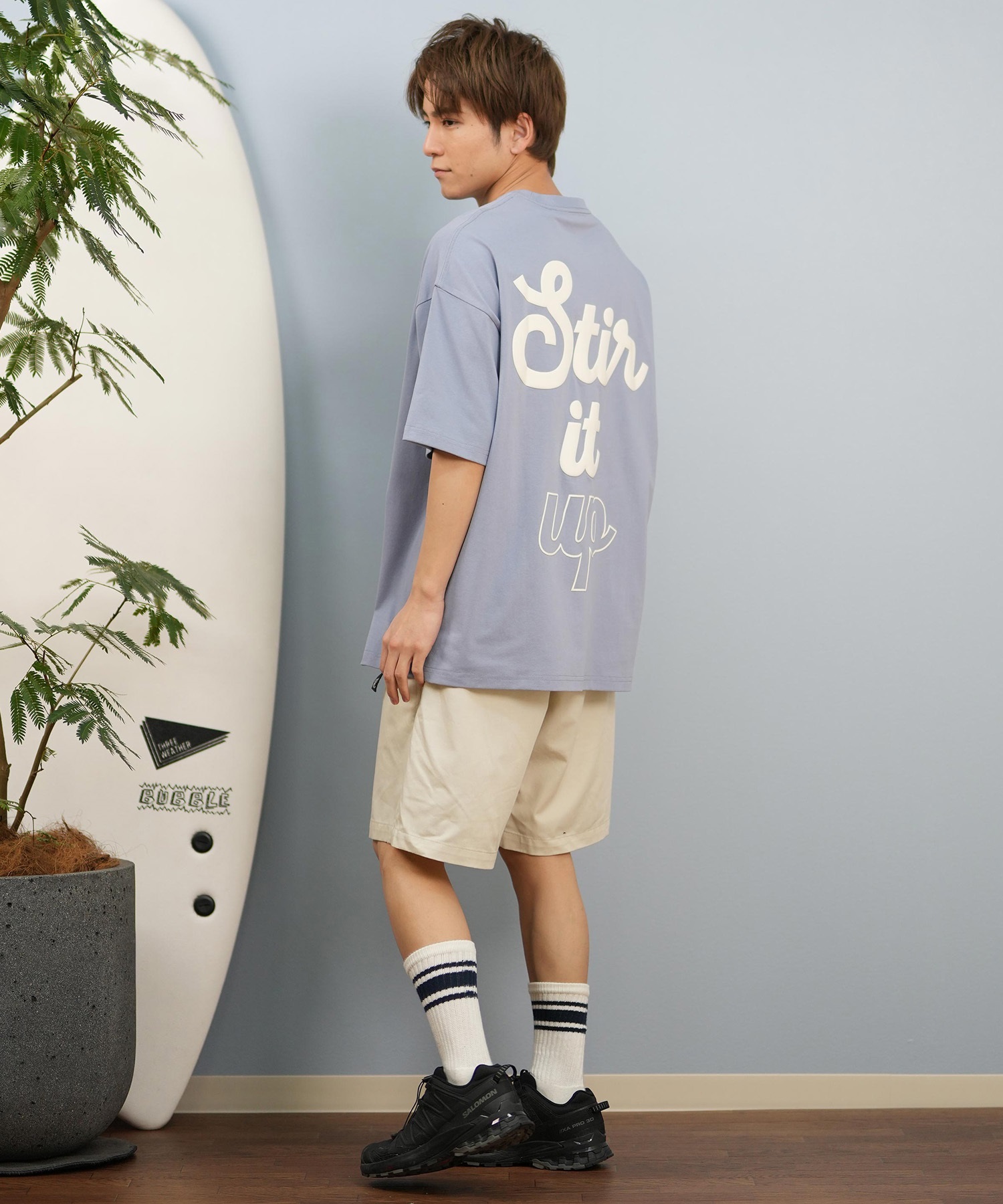 DEAR LAUREL ディアローレル 半袖 Tシャツ メンズ バックプリント 抗菌防臭 UVケア 接触冷感 CAL MESSAGE TEE D25S2107(WHT-M)