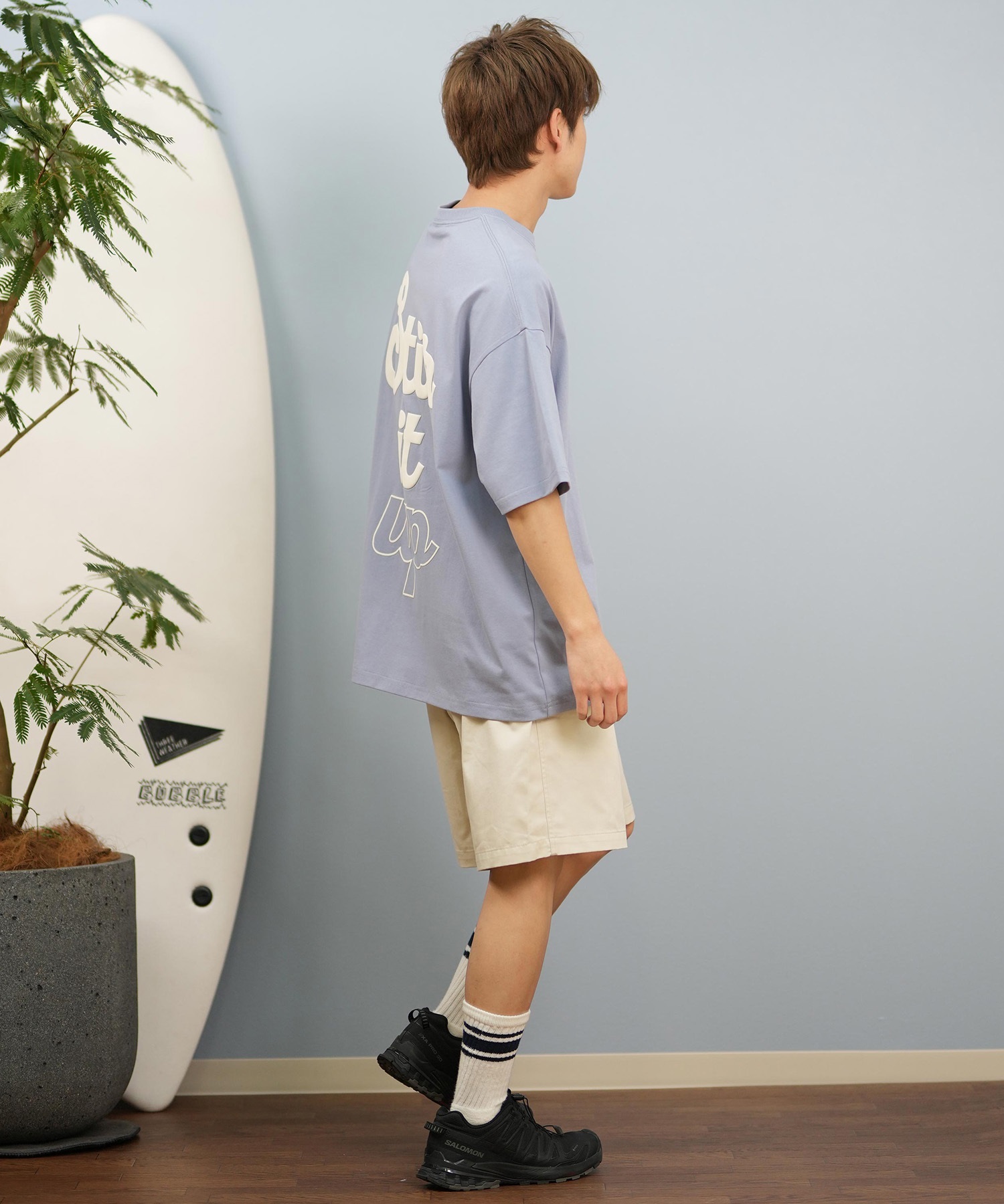 DEAR LAUREL ディアローレル 半袖 Tシャツ メンズ バックプリント 抗菌防臭 UVケア 接触冷感 CAL MESSAGE TEE D25S2107(WHT-M)