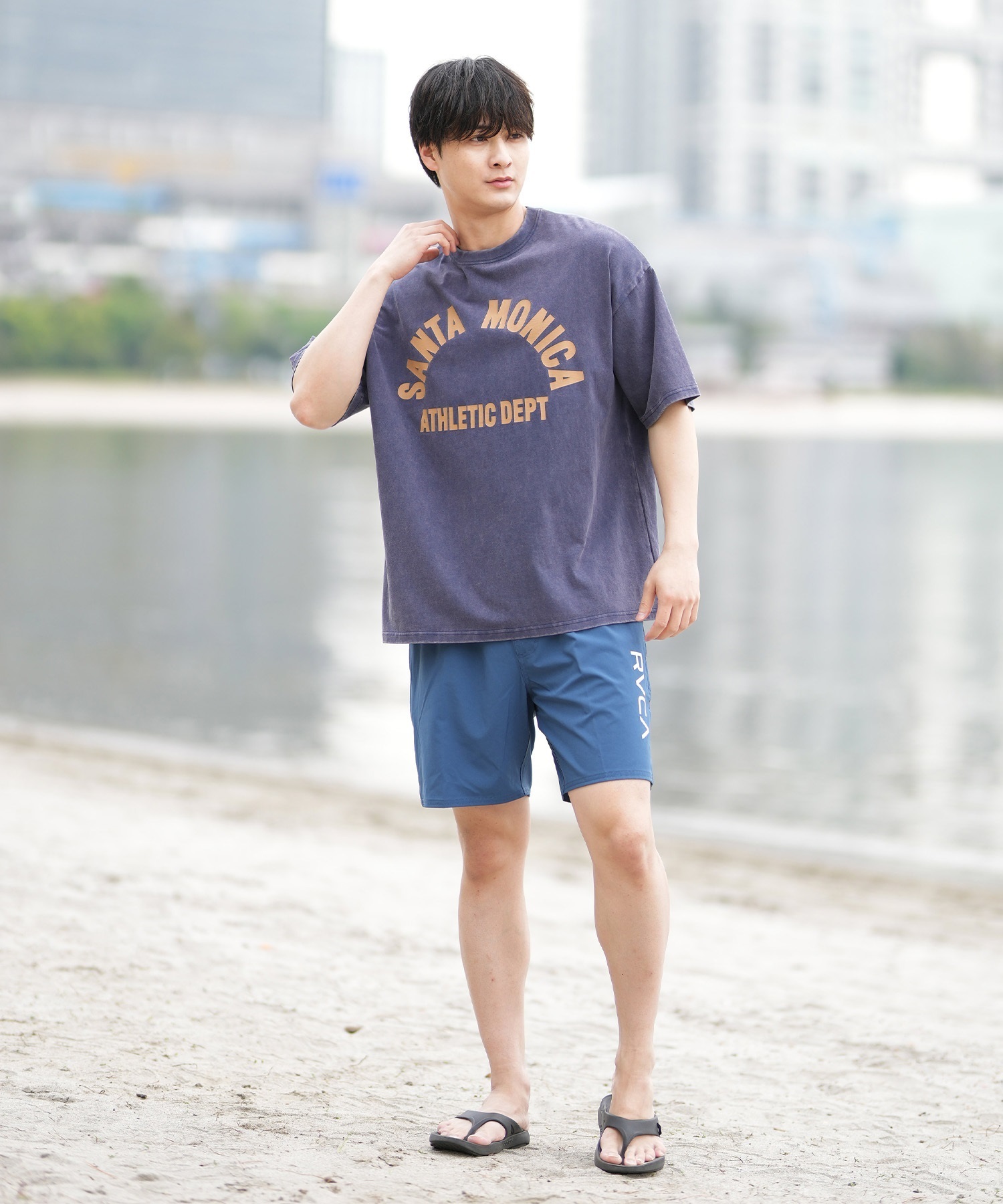 DEAR LAUREL ディアローレル 半袖 Tシャツ メンズ フロントプリント ヴィンテージ風 JM SANTA MONICA DL25S-JM01(OFF-M)